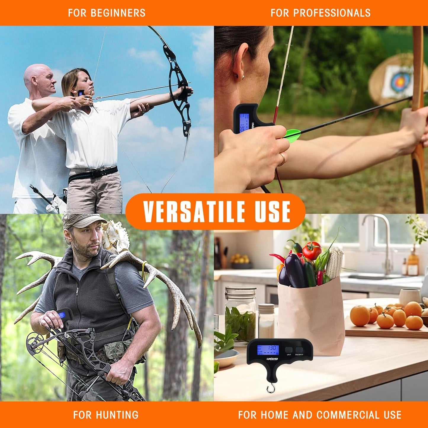 Archery Compound Bow Scale Portable Digital Draw Weight Scale, Accurate Up to 110lbs/50kg, Ideal for Hunters & Archers Compound & Recurve Bows, Lightweight