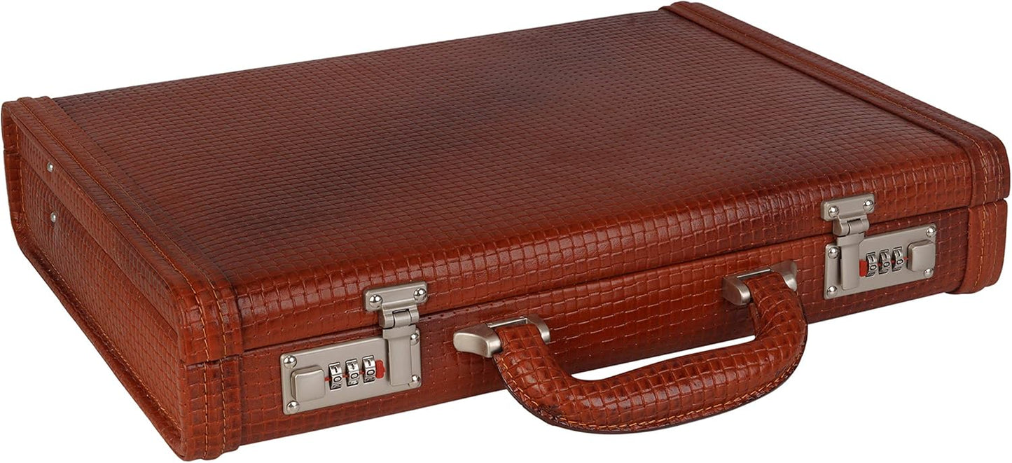 Full Grain Leather Briefcase Attache Case For Unisex Size L17xW3xH12 Inches Briefcase Bag