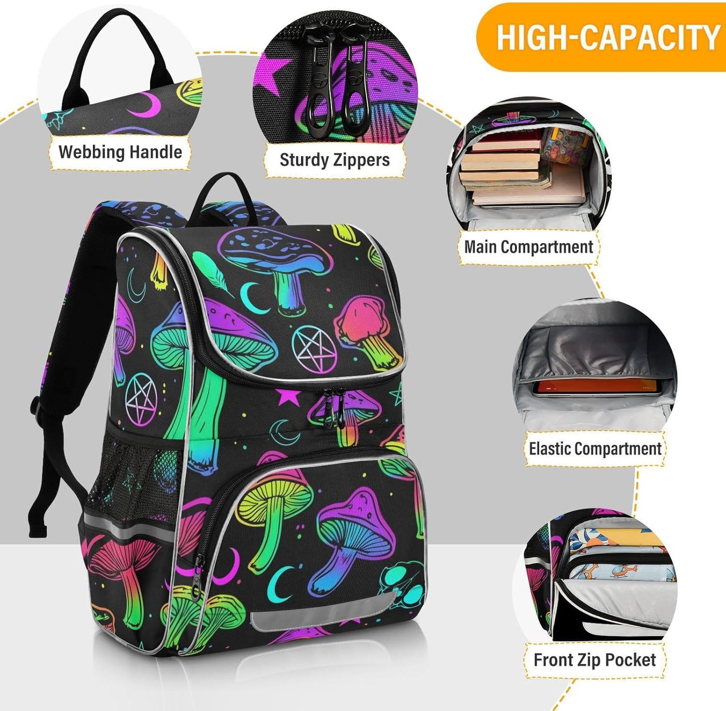 Mushroom Cute Backpack For Girls Kids Backpack Boys Teen School Bag Bookbag Travel Daypacks