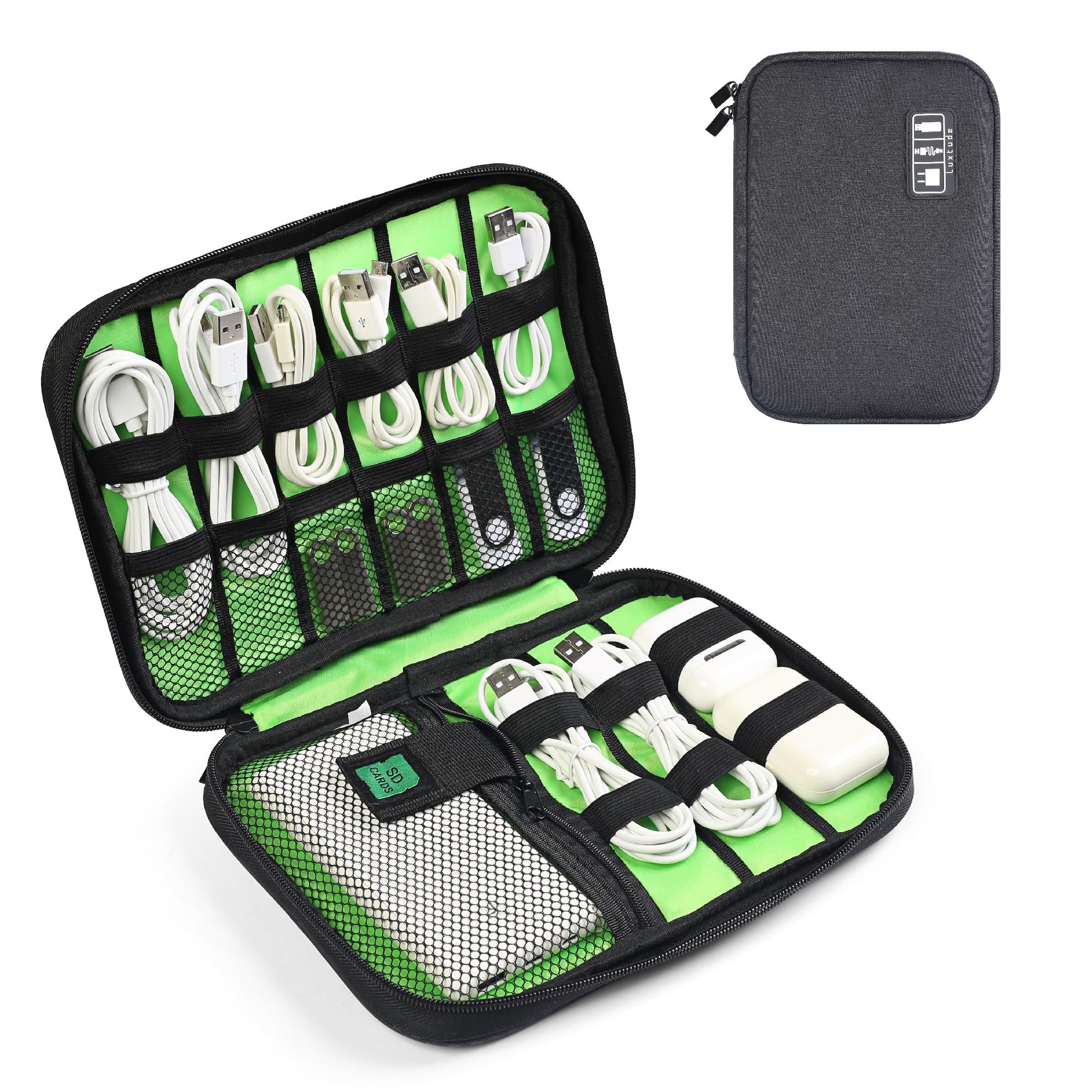 Luxtude Travel Cable Organizer Bag, Flat Cord Organizer Case