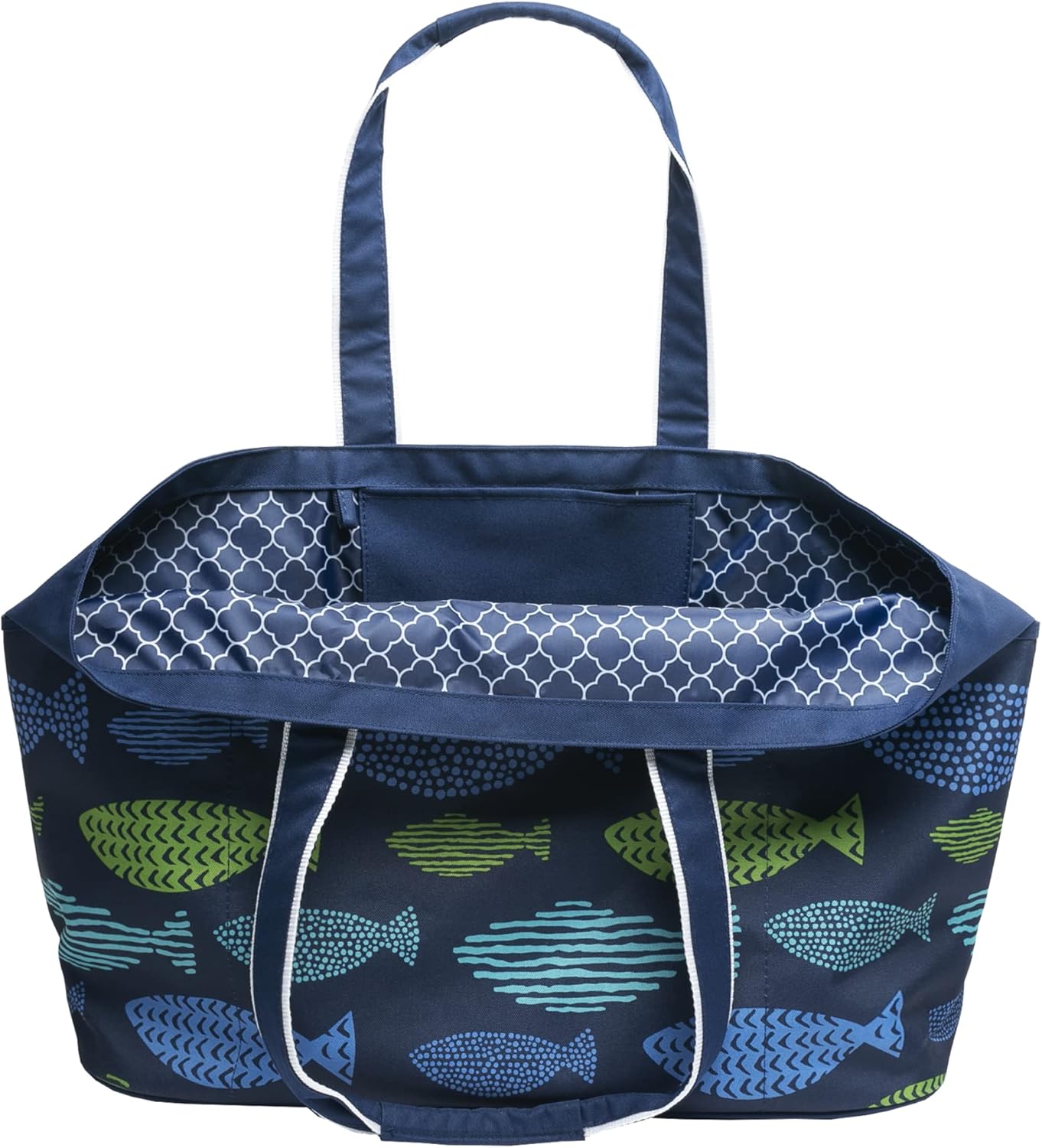 geckobrands Oversized Beach Tote – Large and Stylish Beach Bag with 4 Exterior Pockets and Zippered