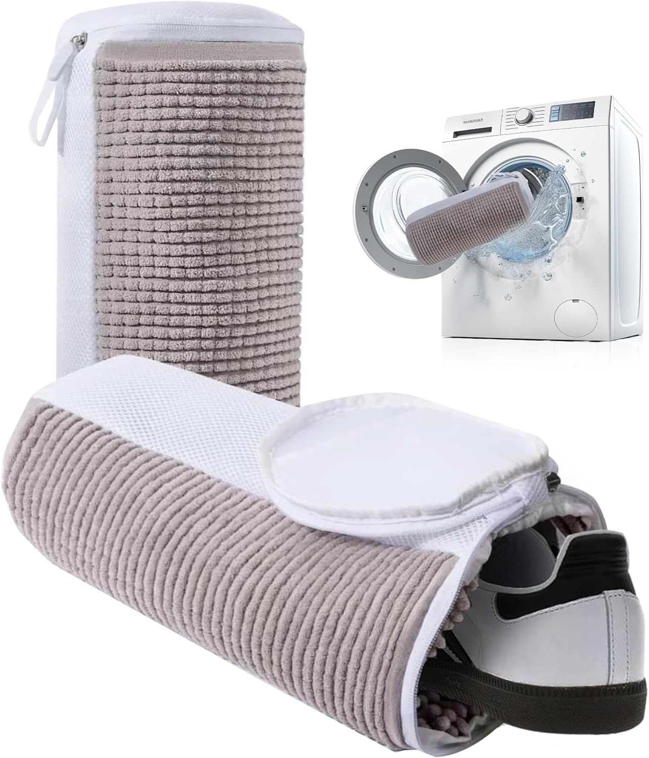 Premium Shoe Washing Machine Bag 2-Pack Reusable Laundry Wrap with Microfibers, Durable Invisible Zipper & Hanging Loop – Gentle Mesh Wash Bags for Sneakers, Tennis, Gym & Kids’ Shoes