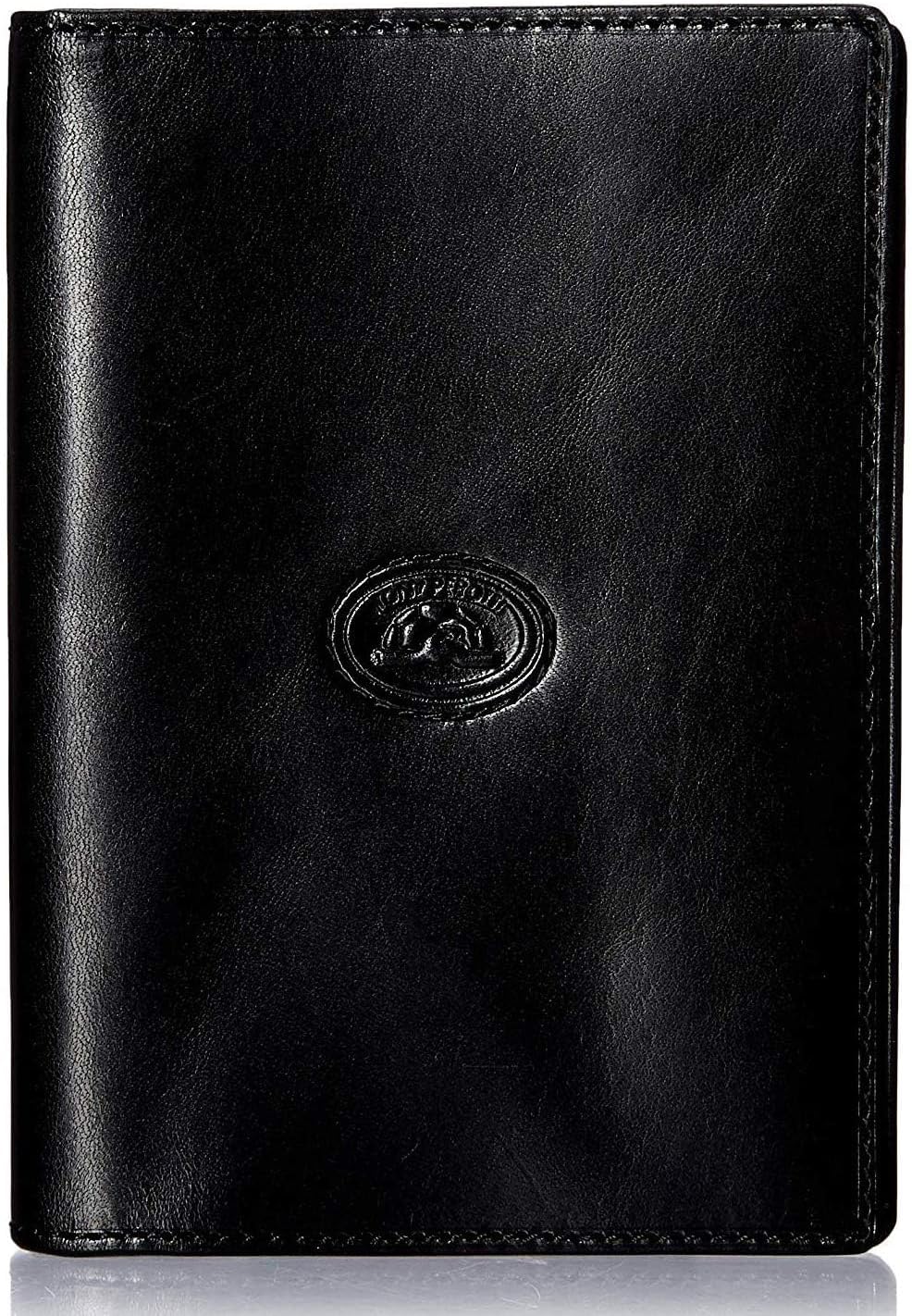 Tony Perotti Unisex Italian Bull Leather Executive Bifold Passport Cover Case in Black
