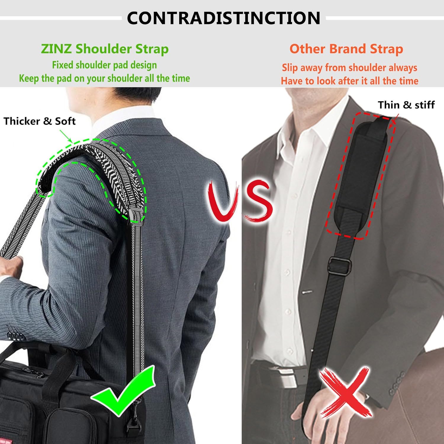 ZINZ Shoulder Strap, 57" Padded Adjustable Shoulder Bag Straps Replacement for Bags with