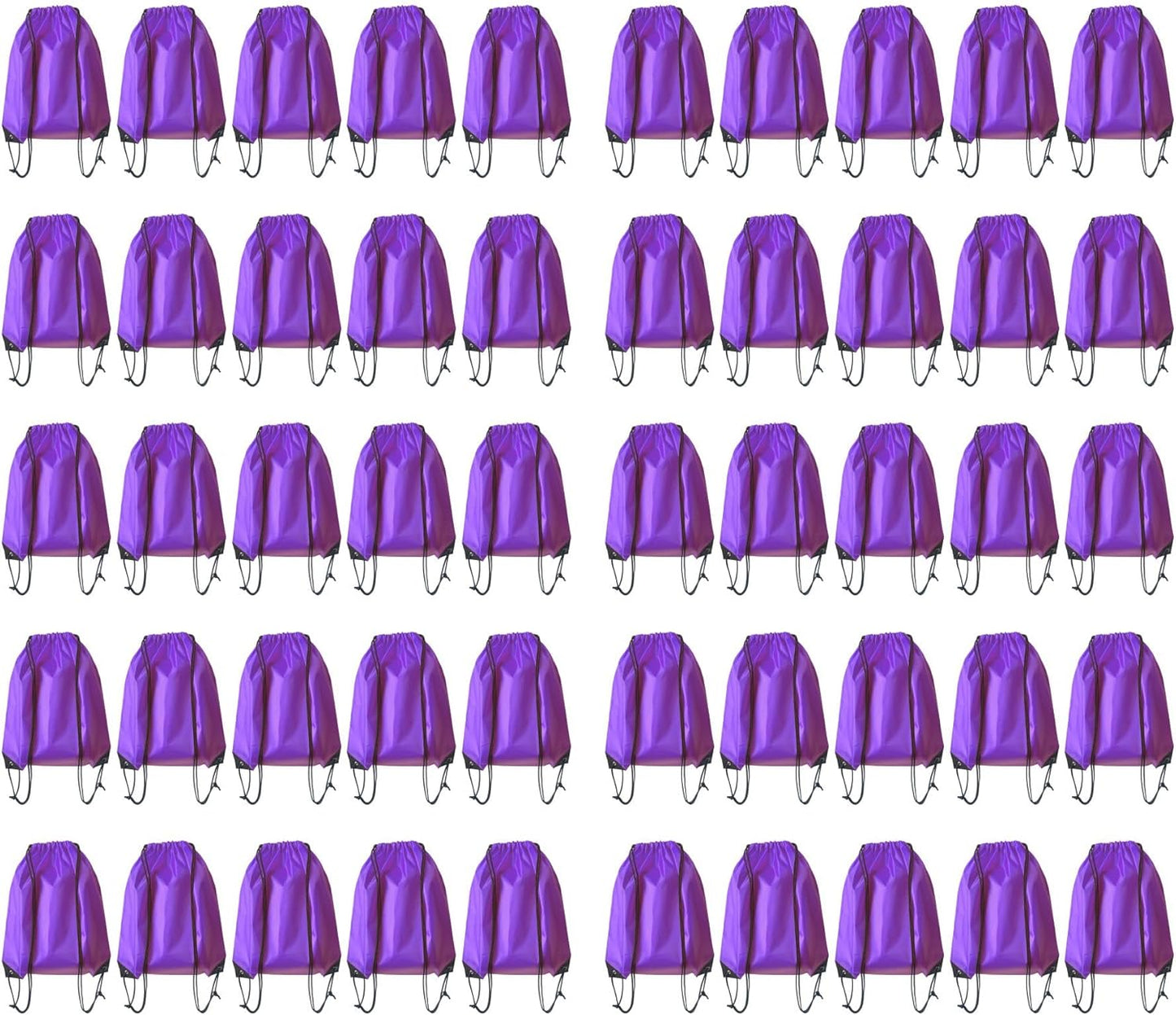 Drawstring Backpack Bulk 50 Packs Draw String Bags for Gym Sports Trip Pedestrianism ride Cinch Sack DIY for Women Men (purple)