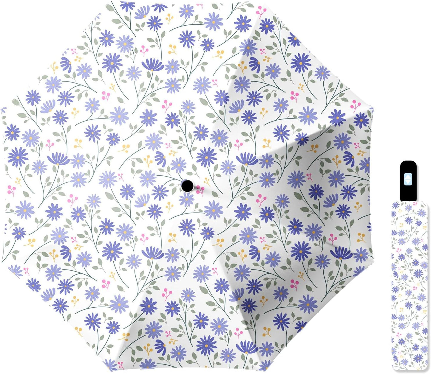 Small Travel Folding Umbrella for Girl, Portable, UV, SunShade, Compact, Automatic, Rain & Wind