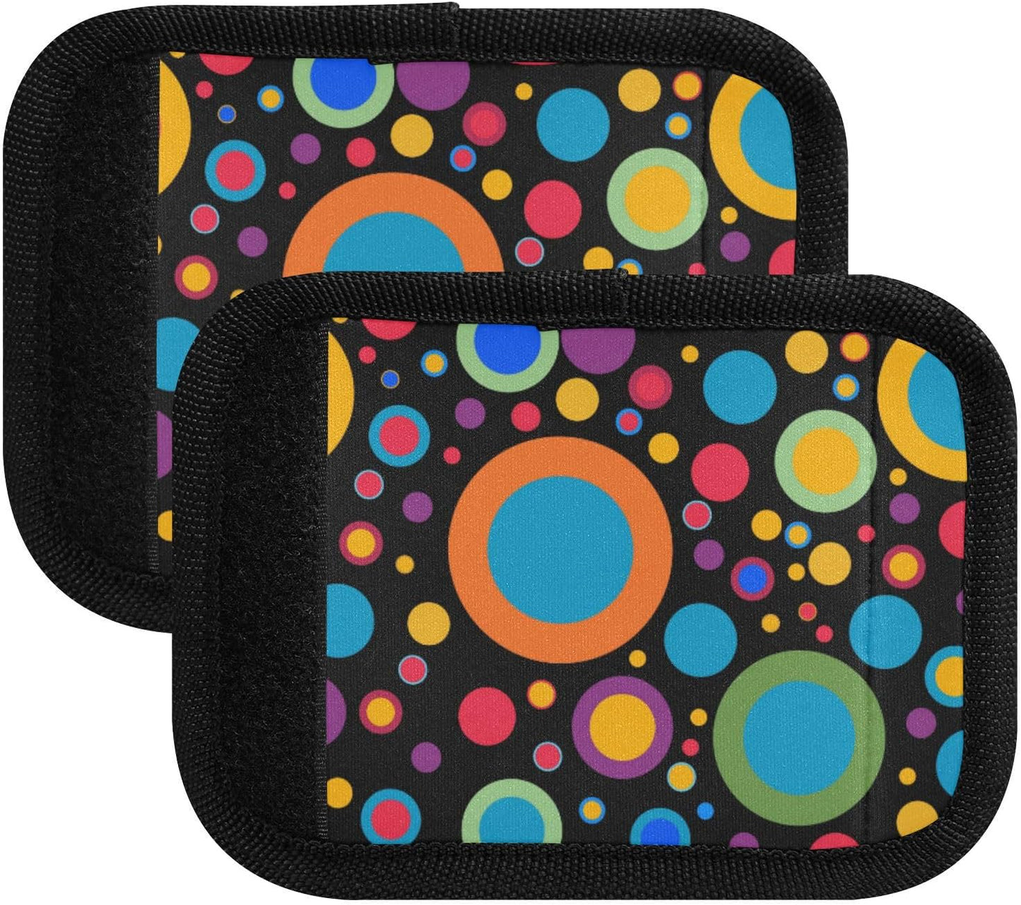 4Pcs Luggage Handle Wrap Suitcase Identifier Handle Covers Tags Soft Travel Bags Luggage Handle Gripper Accessories for Airplane Flying Dots Retro