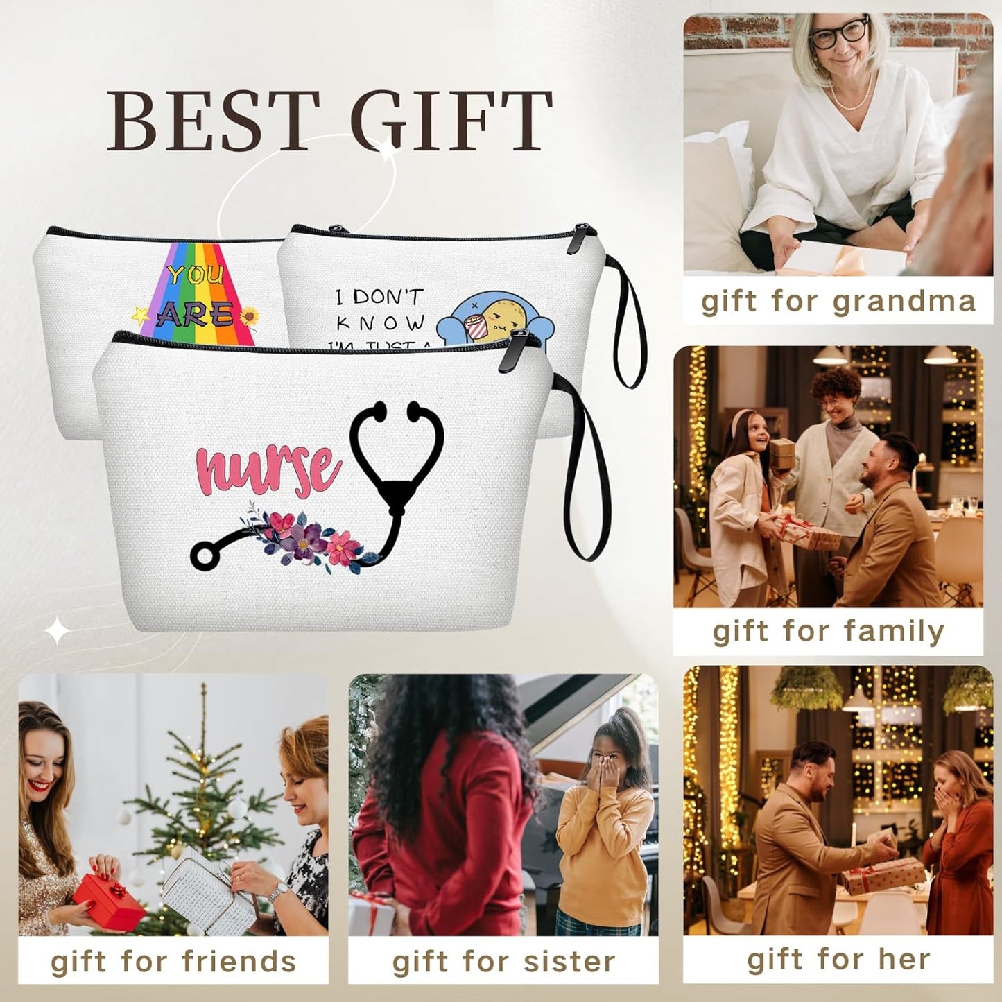 SEAMOON Nurse Zipper Makeup Cosmetic Bag Nursing Rn Graduation Funny Appreciation Gifts Bulk New Future Registered Nurse Accessories for Work