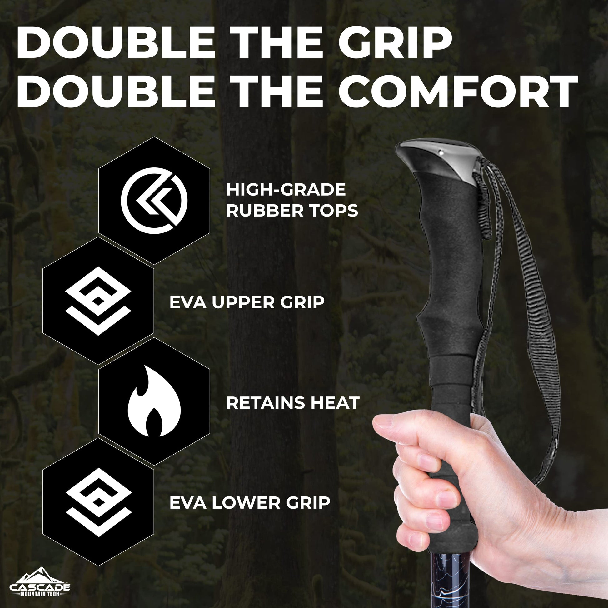 Cascade Mountain Tech Trekking Poles - Aluminum Hiking Walking Sticks with Adjustable Locks