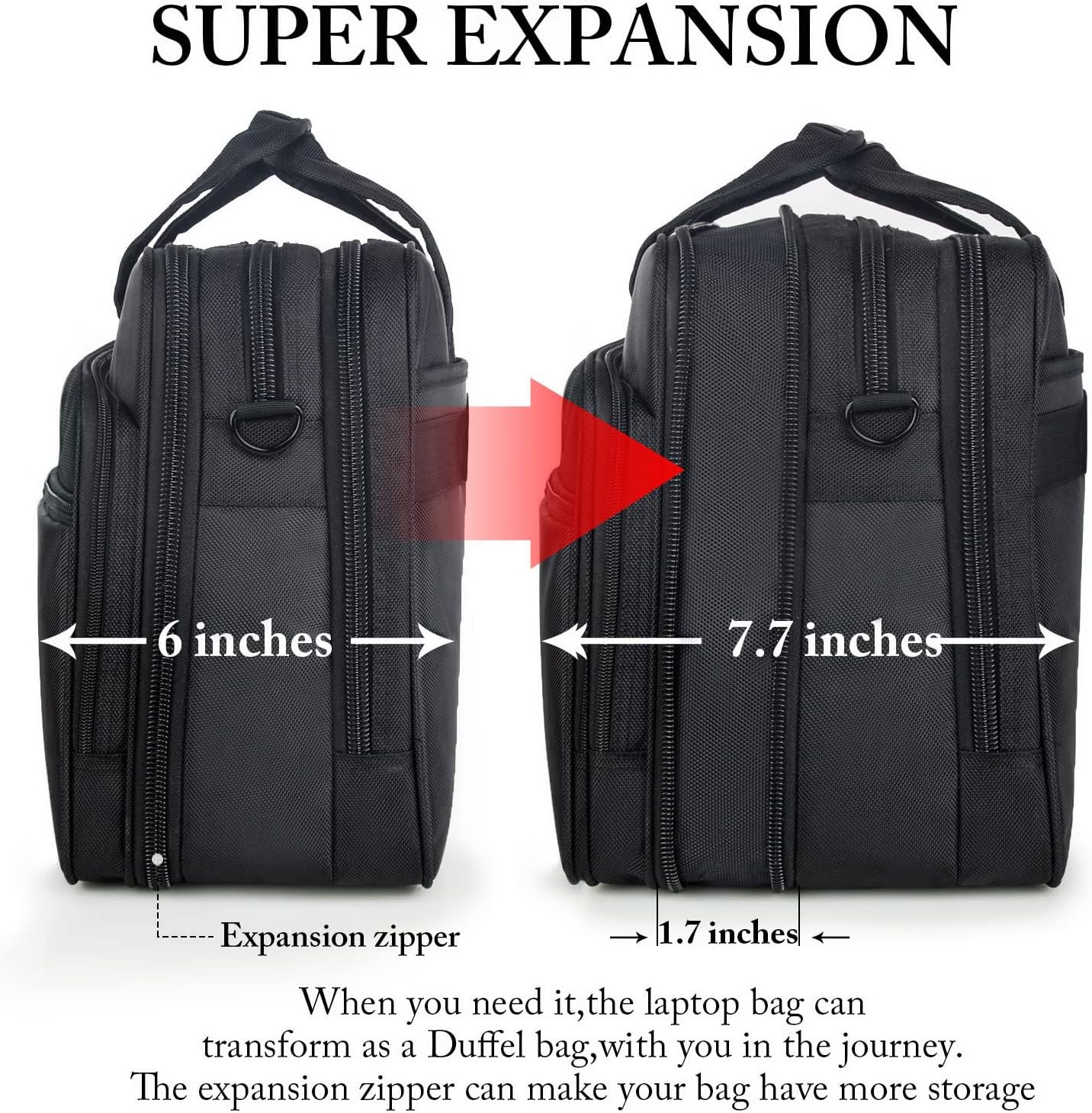 Ytonet Gaming Laptop Briefcase 18 Inch, Expandable Extra Large Case for Computer, Water Resistant Bag for Men With Luggage Strap, Work Travel Carrying Case, Black
