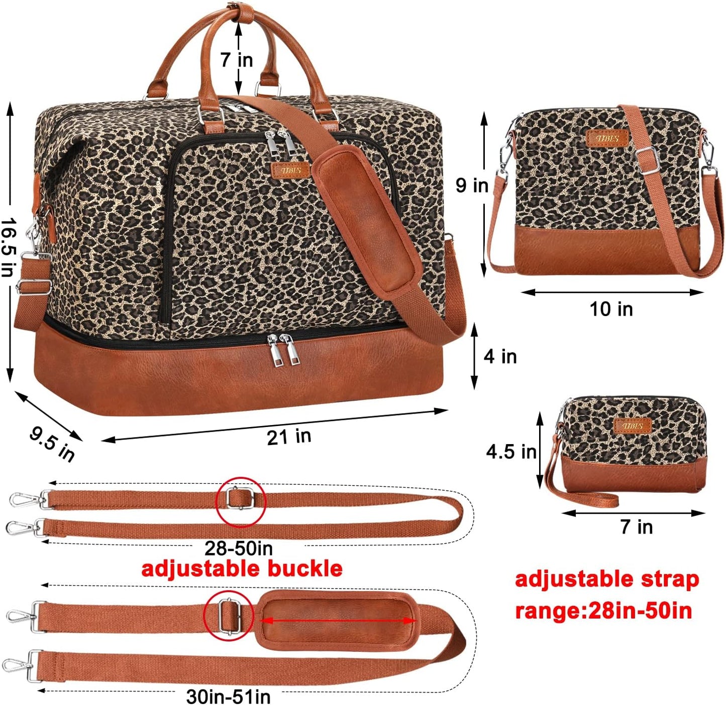 Travel Weekender Bag for Women, Overnight Bag with Shoe Compartment Oversized Travel Duffel Bag Carry On Tote 21"