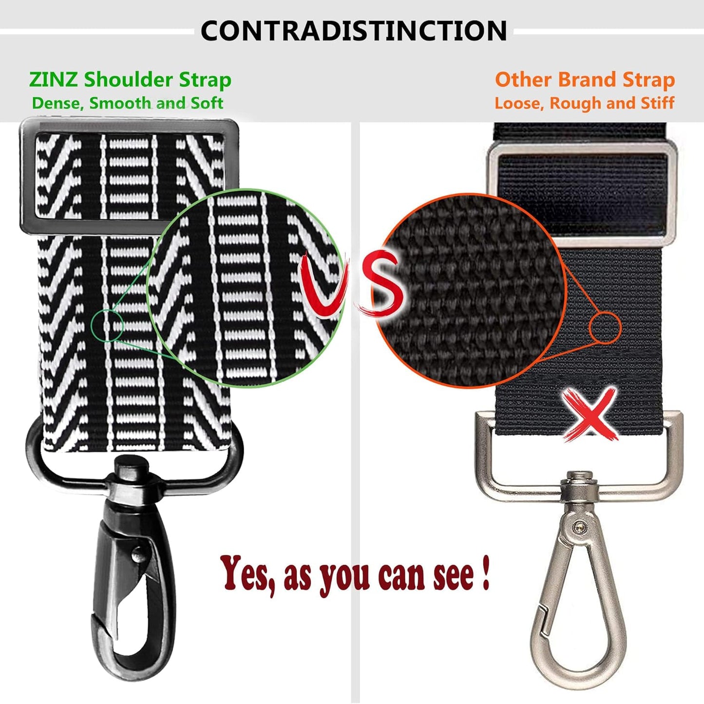 ZINZ Bag Shoulder Strap, Padded Adjustable Shoulder Strap Replacement