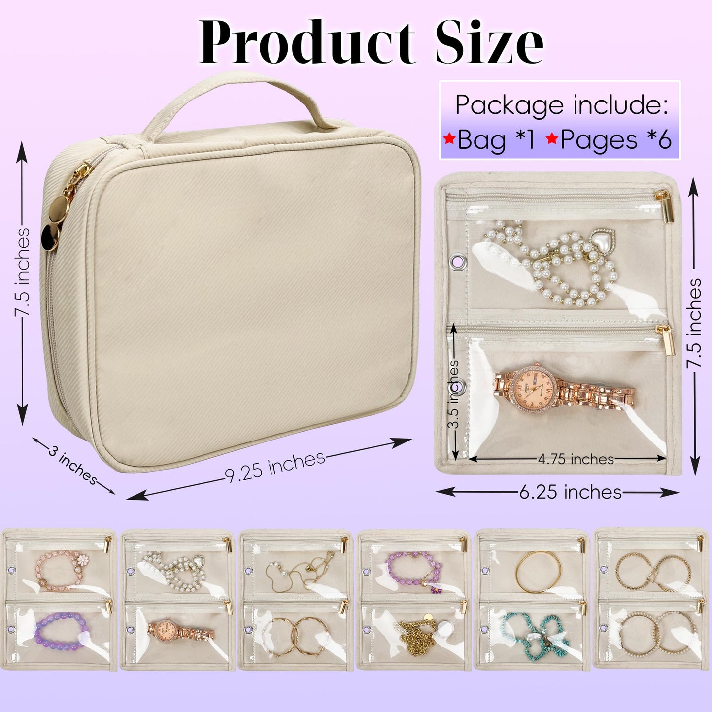 LingLingo Travel Jewelry Organizer Case,Jewelry Bags for Traveling, Jewelry Binder with 24 Pcs