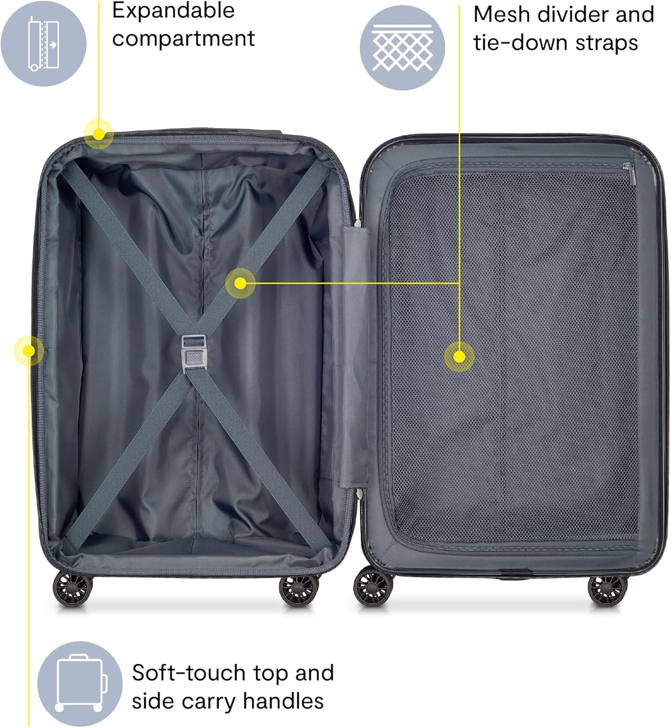 DELSEY PARIS Helium Aero Hardside Expandable Luggage with Spinner Wheels, Black, 2-Piece Set (21/24)