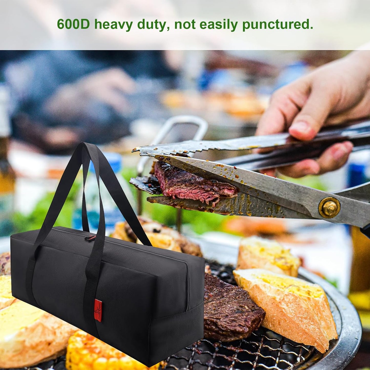 Grill Tool Organizer, BBQ Tool Storage Bag - 24" Heavy-Duty Storage Bag Waterproof 600D Oxford, Folding Design Gift for Camping, Tailgates, Outdoor BBQ Parties (24" Lx8 Wx8 H)