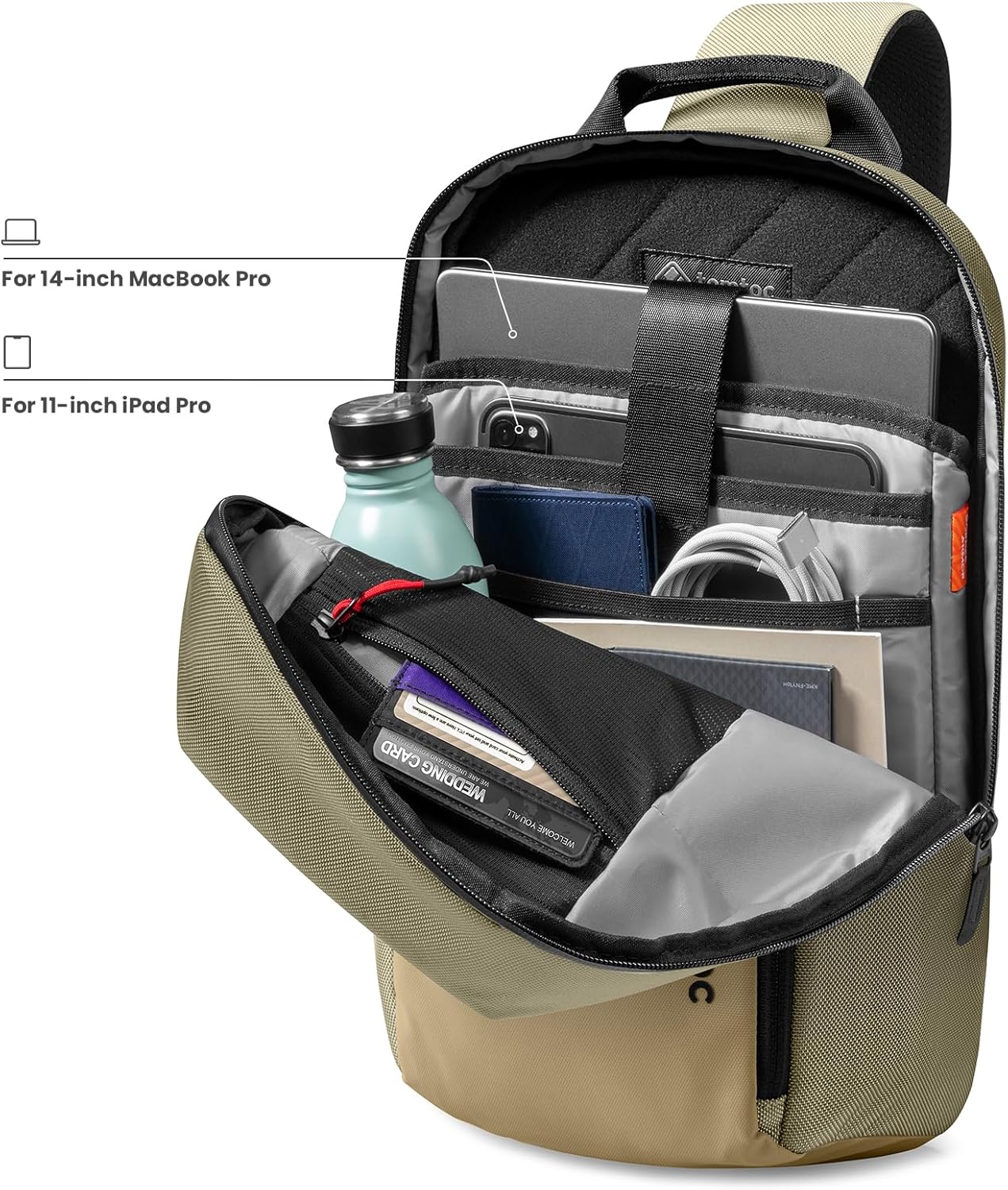 tomtoc 7L Sling Backpack Crossbody Bag for Men Women, EDC Daypack Chest Shoulder bag for 14-inch MacBook Pro M5, 13" MacBook Air/Pro, 13'' iPad Pro M5/iPad Air M3, Organized, Daily Use, Work, Travel-S