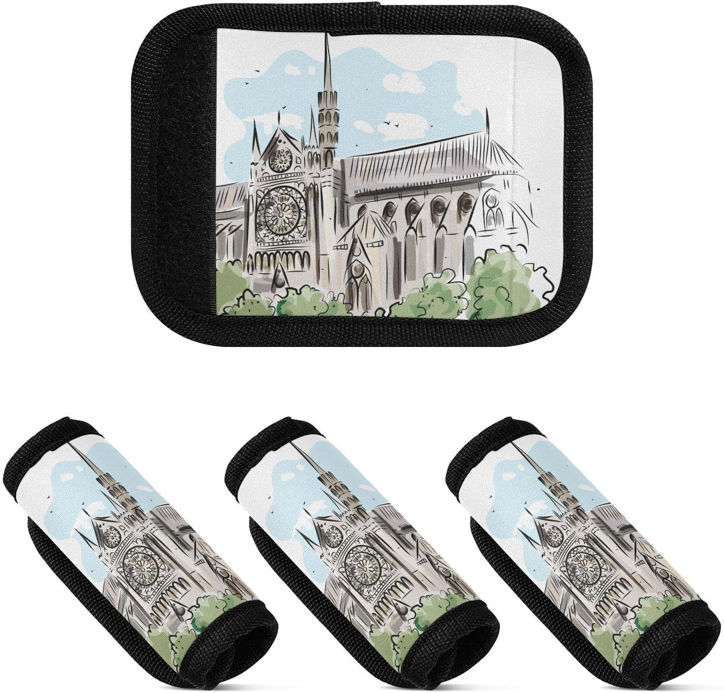 4 PC Luggage Handle Wrap Luggage Handle Covers Tags for Suitcase Bags Travel Luggage Handle Identifier Gripper Notre-Dame of Paris