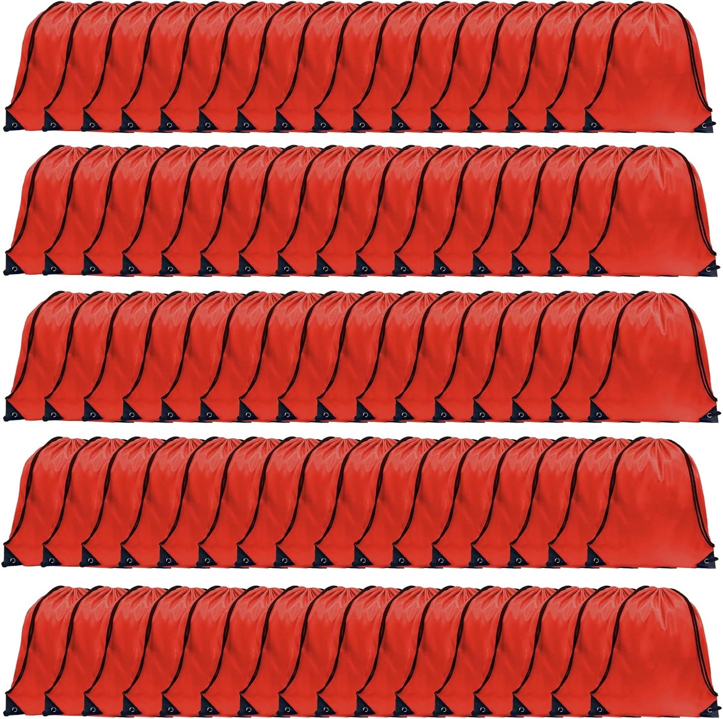 GoodtoU Drawstring Bags, Nylon Backpack Draw String Back Bag Cinch Sack Gym Bag for Sport, Traveling, Team (Red, 80Pcs)