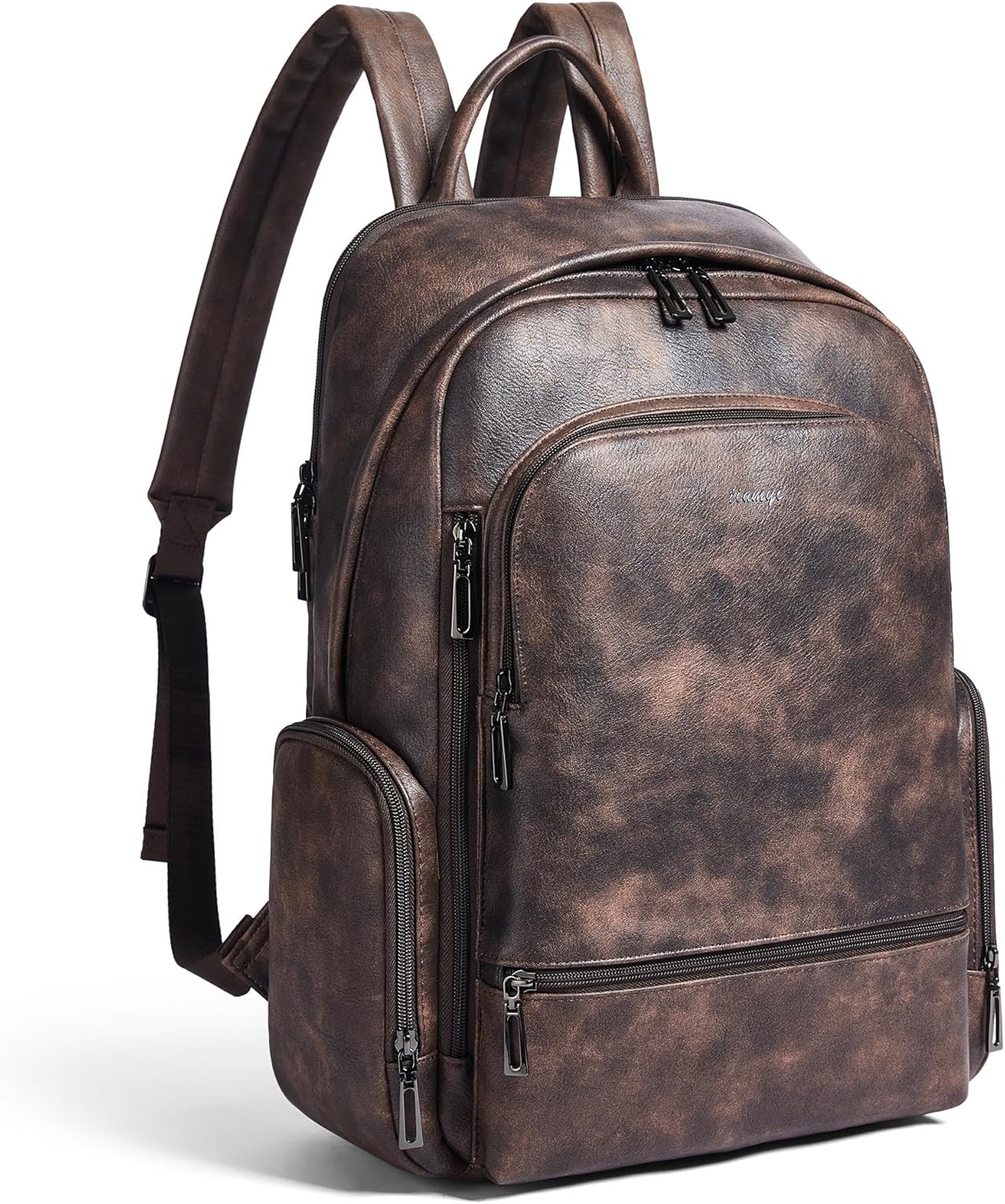 Computer Backpack for Women Soft Leather Back pack with 15.6 inch Laptop Compartment, Designer Ladies Travel Backpack, Coffee