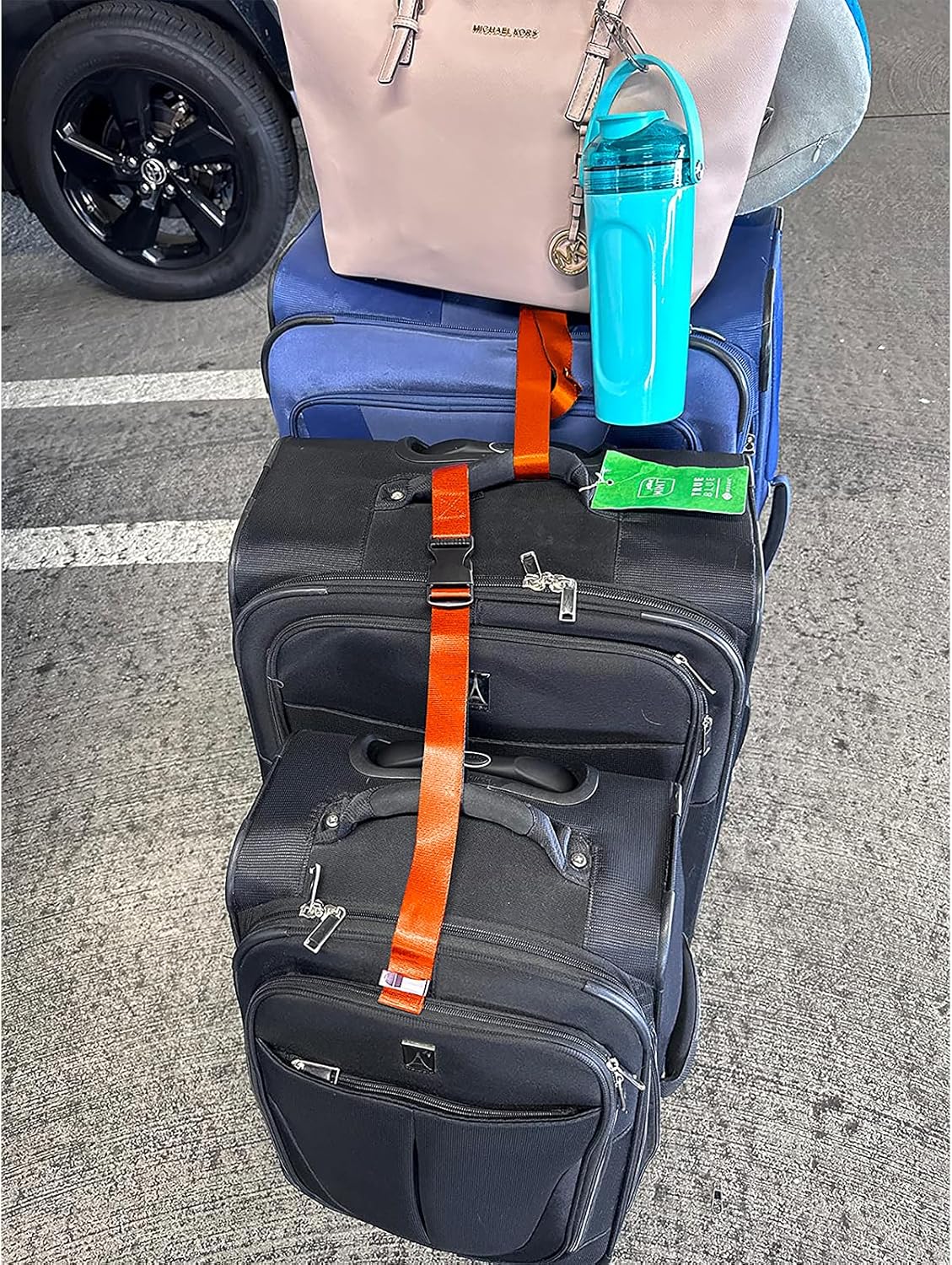 2Pack Luggage Straps for Suitcases, Travel Connector for Carry On Bag, Add Bag to Connect Two