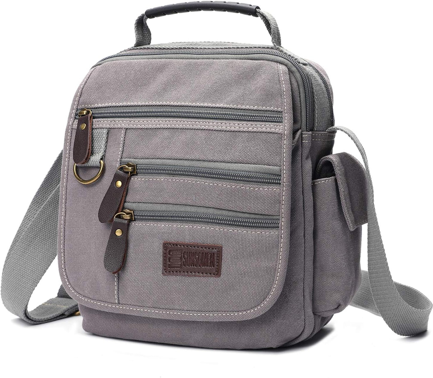 Mens bag Canvas Shoulder Bag Small Messenger Crossbody Bag Work Bag Vintage Multi-function