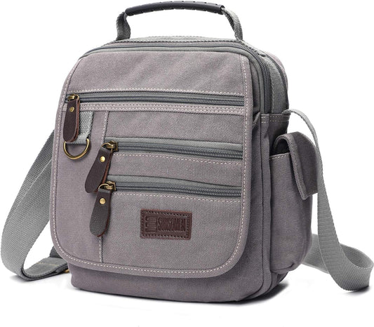 Mens bag Canvas Shoulder Bag Small Messenger Crossbody Bag Work Bag Vintage Multi-function
