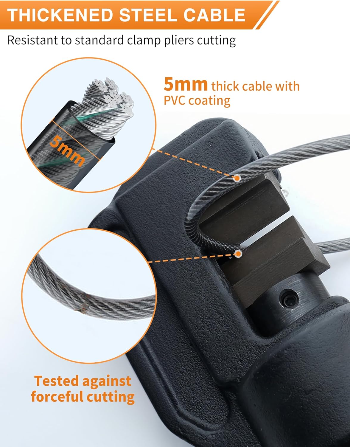 4-Digit Combination Cable Luggage Lock with 3 Interchangeable Steel Cables (9"/24"/47") – for Bike, Backpack, Gym, Cabinet, Gate (Black, 1 Pack)