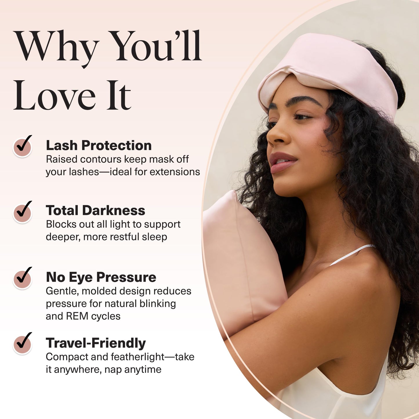 Kitsch Contour Satin Sleep Mask | Eye Masks for Sleep - Blush