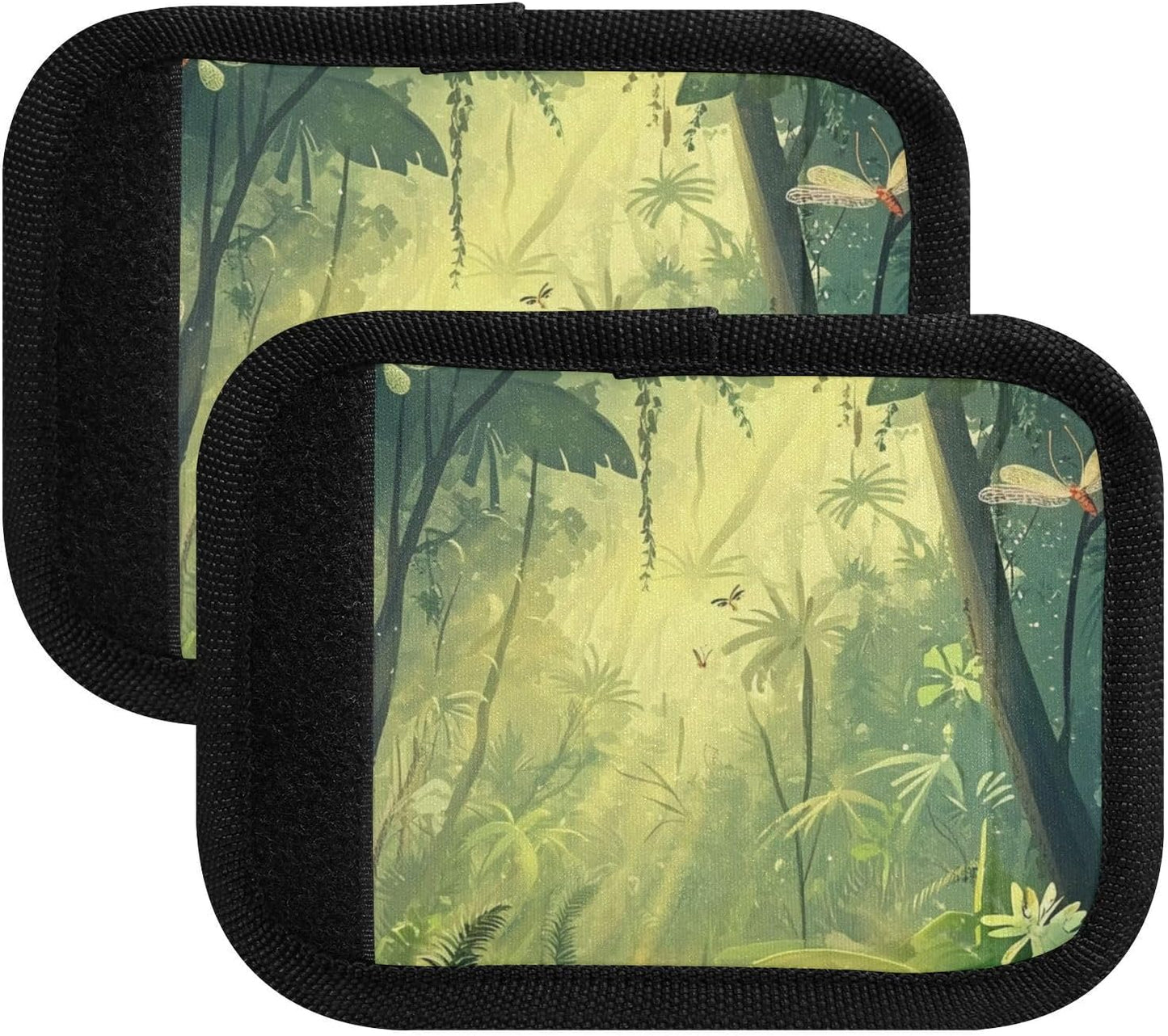 Sunshine Tropical Trees Forest and Dragonflies 4 Pack Luggage Handle Wraps Covers for Suitcase Identifiers Bag Tags Travel Accessories