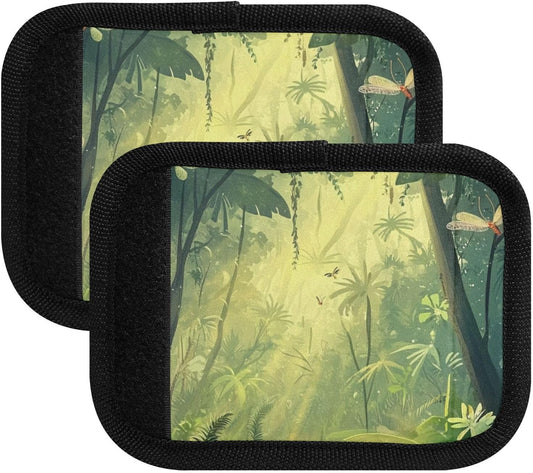 Sunshine Tropical Trees Forest and Dragonflies 2 Pack Luggage Handle Wraps Covers for Suitcase Identifiers Bag Tags Travel Accessories