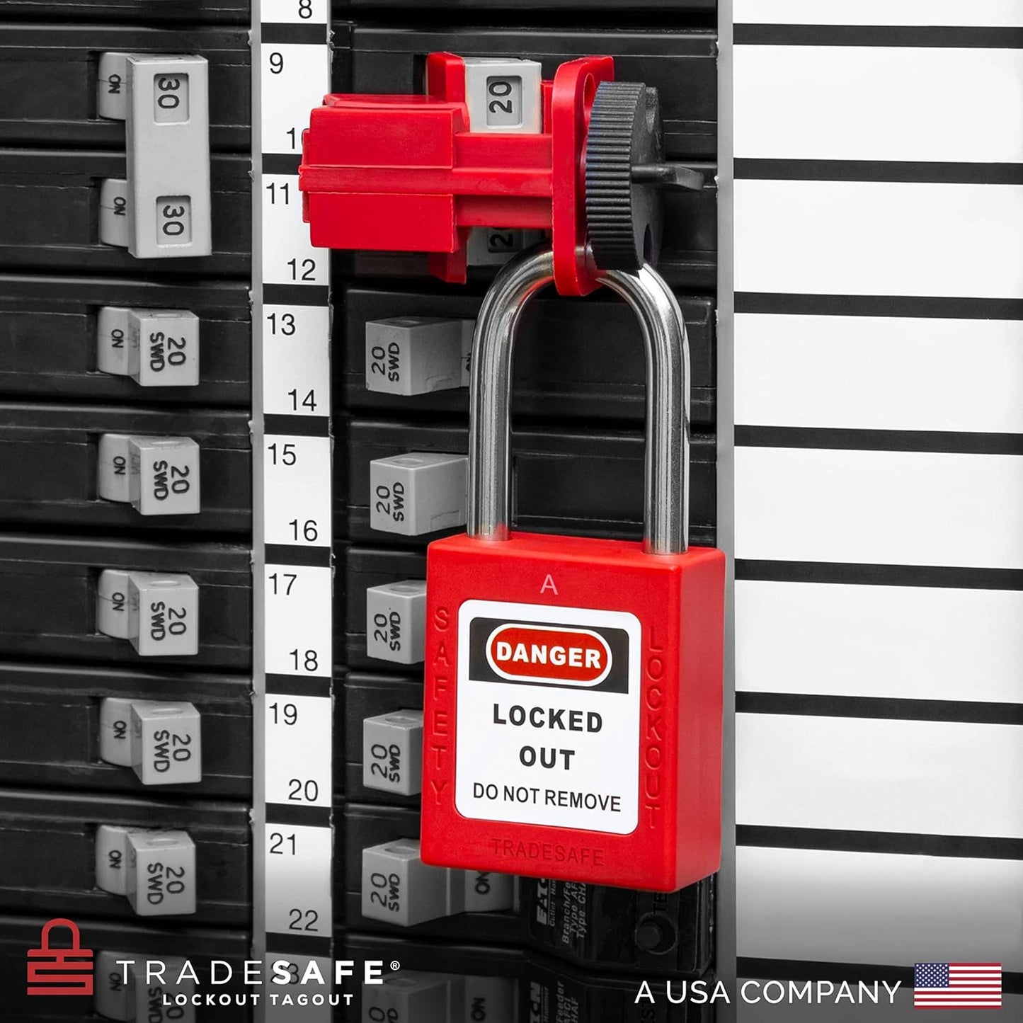 TRADESAFE Lockout Tagout Locks Set, 7 Red Keyed Alike Unlimited Grouping Safety Padlocks, 2 Keys Per Lock, OSHA Compliant Loto Locks for Lock Out Tag Out Kits