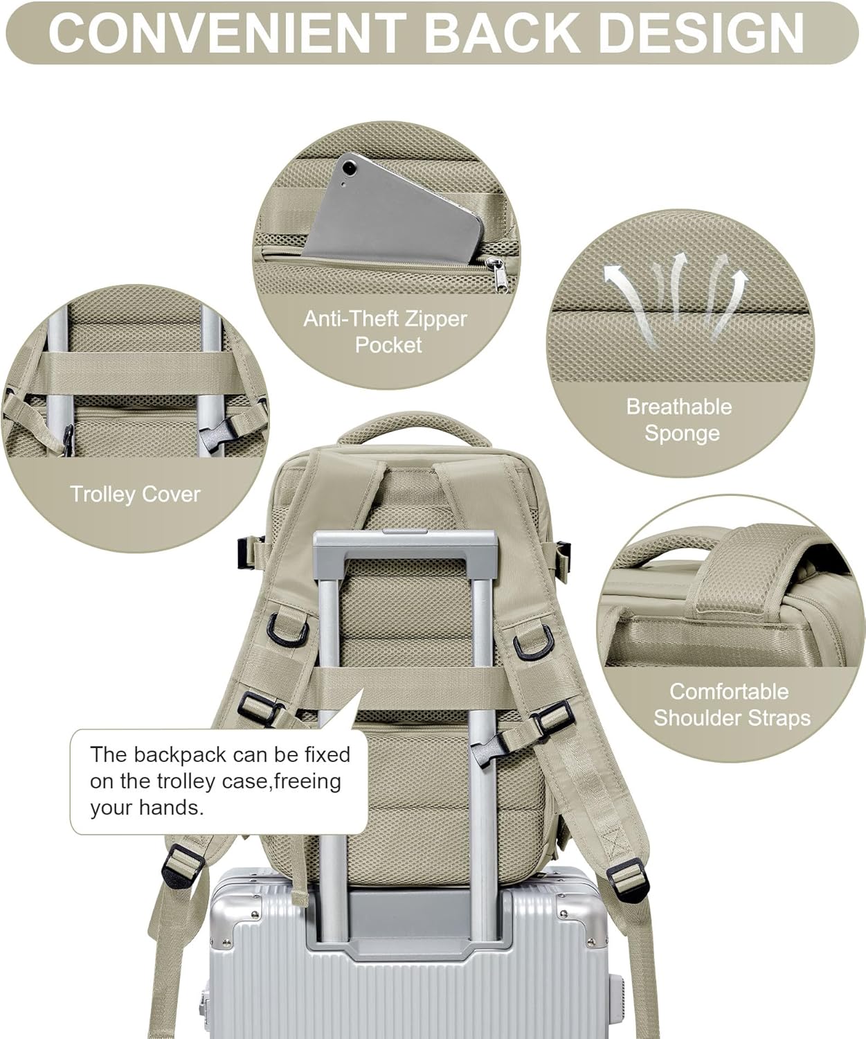 WONHOX Large Travel Backpack Carry on Flight Approved Laptop Work Business Backpack for Women Men Mochila de Viaje