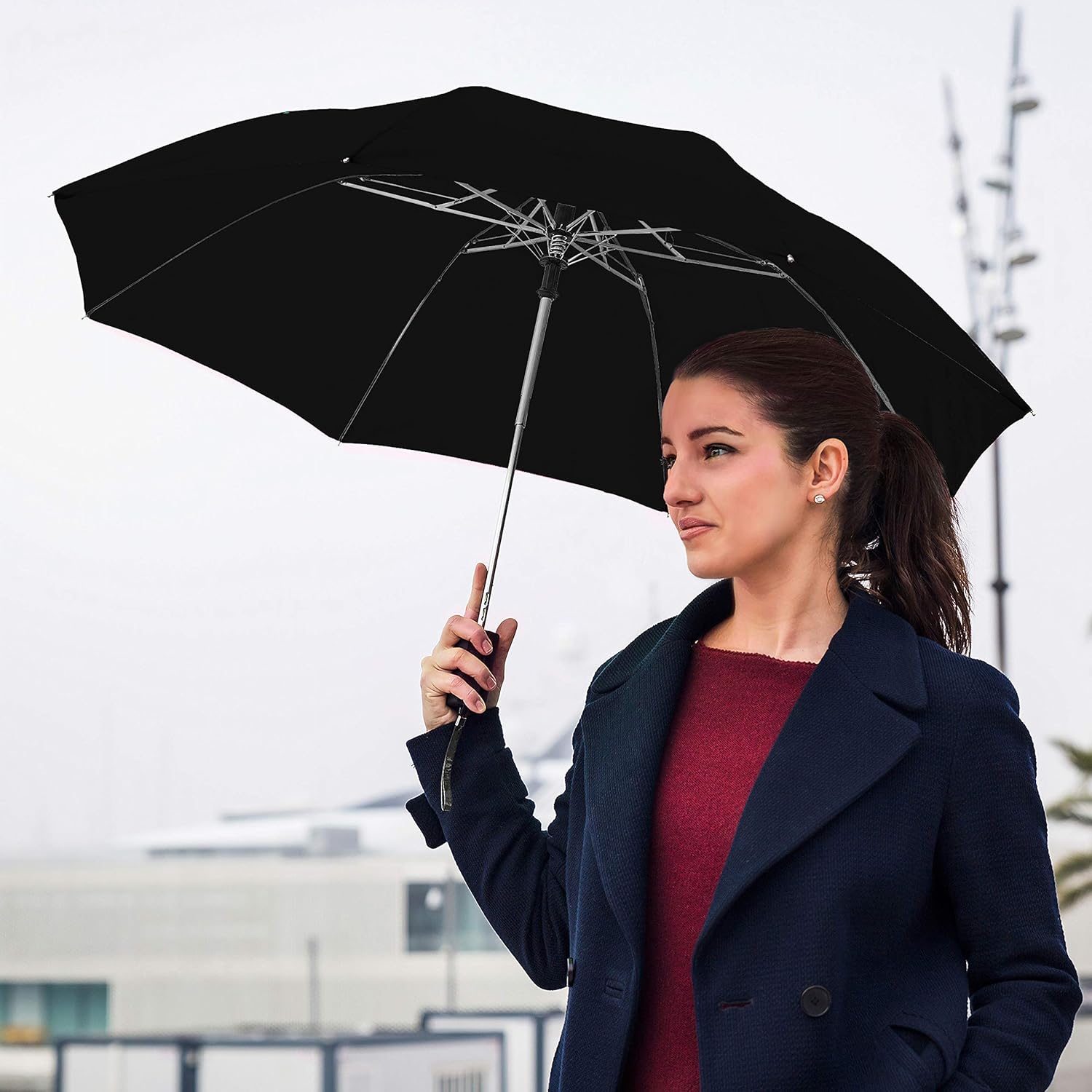 The Spectrum Popular Style 42" Automatic Open Compact Travel Umbrella for Rain, Wind & Sun, Sturdy