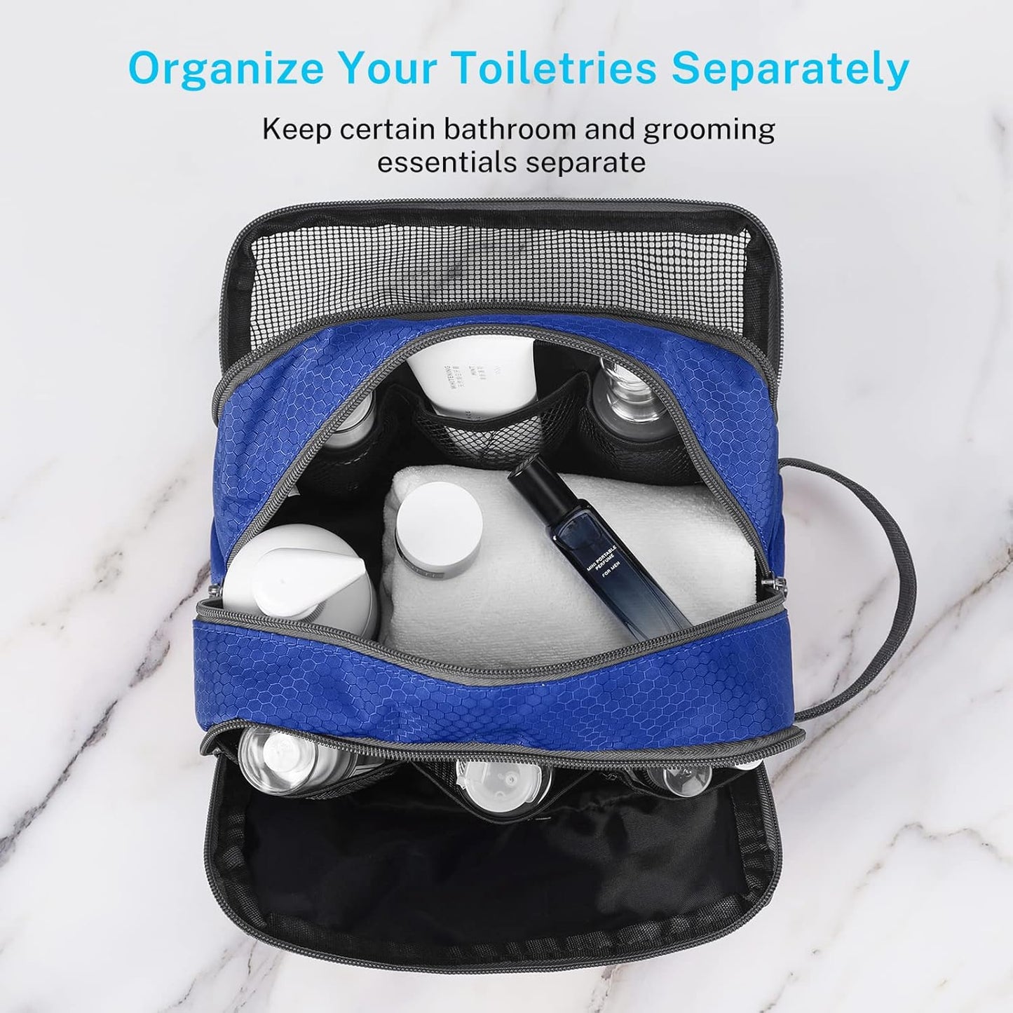 Gonex Travel Toiletry Bag Nylon, Shaving Bag Toiletry Organizer Blue