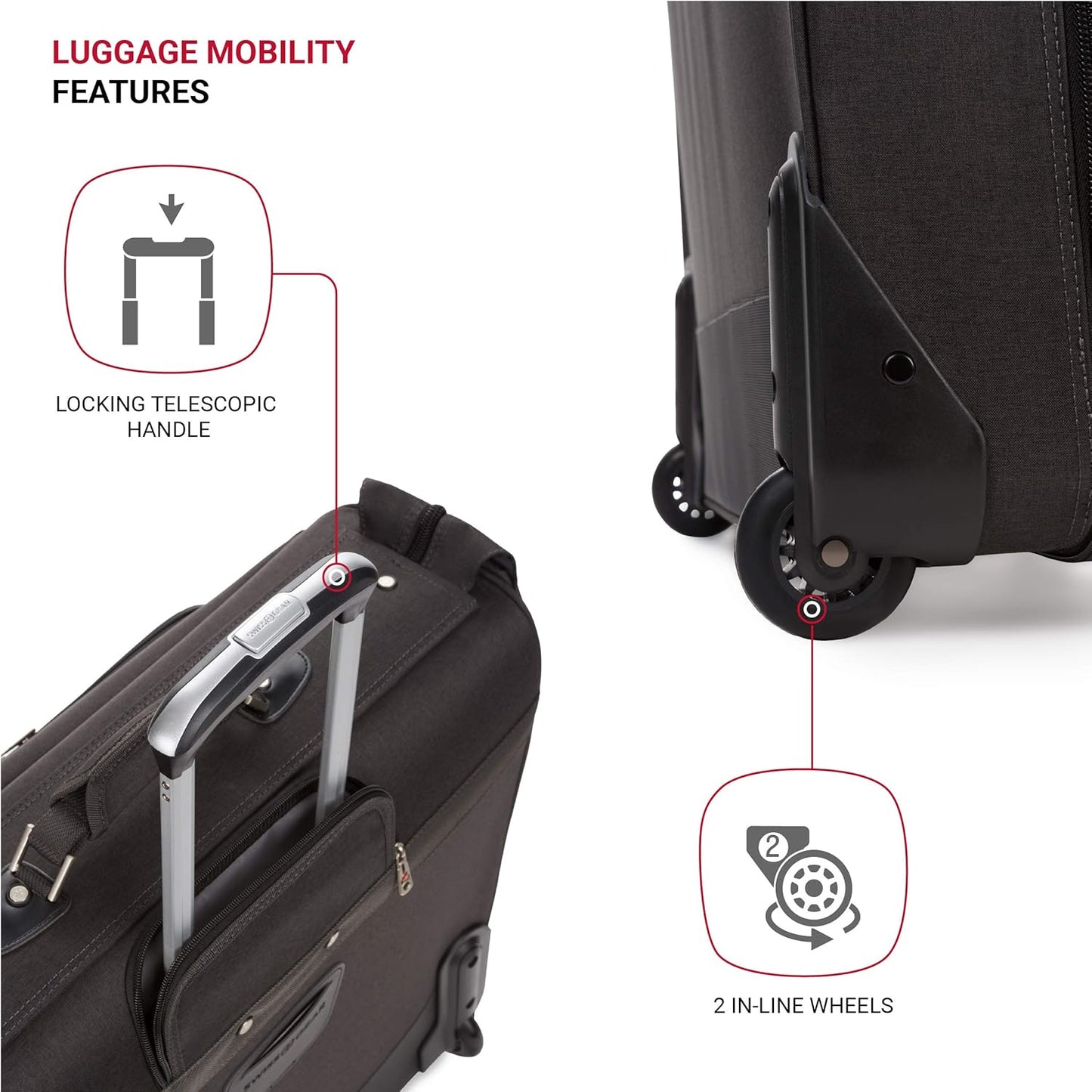 SwissGear 7895 Premium Rolling Garment Bag, Bonus Hanging Feature, Men's and Women's, Carry-on