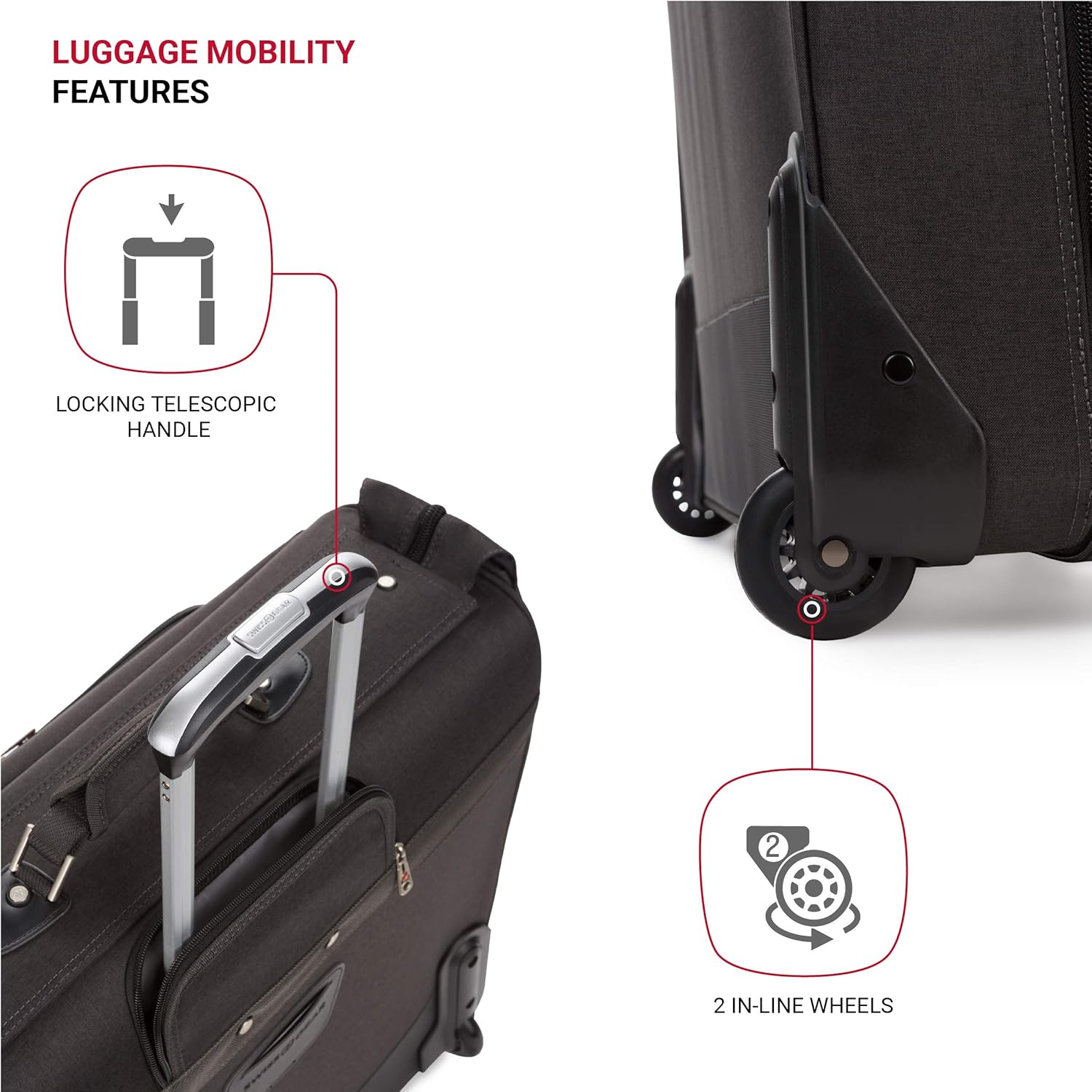SwissGear 7895 Premium Rolling Garment Bag, Bonus Hanging Feature, Men's and Women's, Carry-on