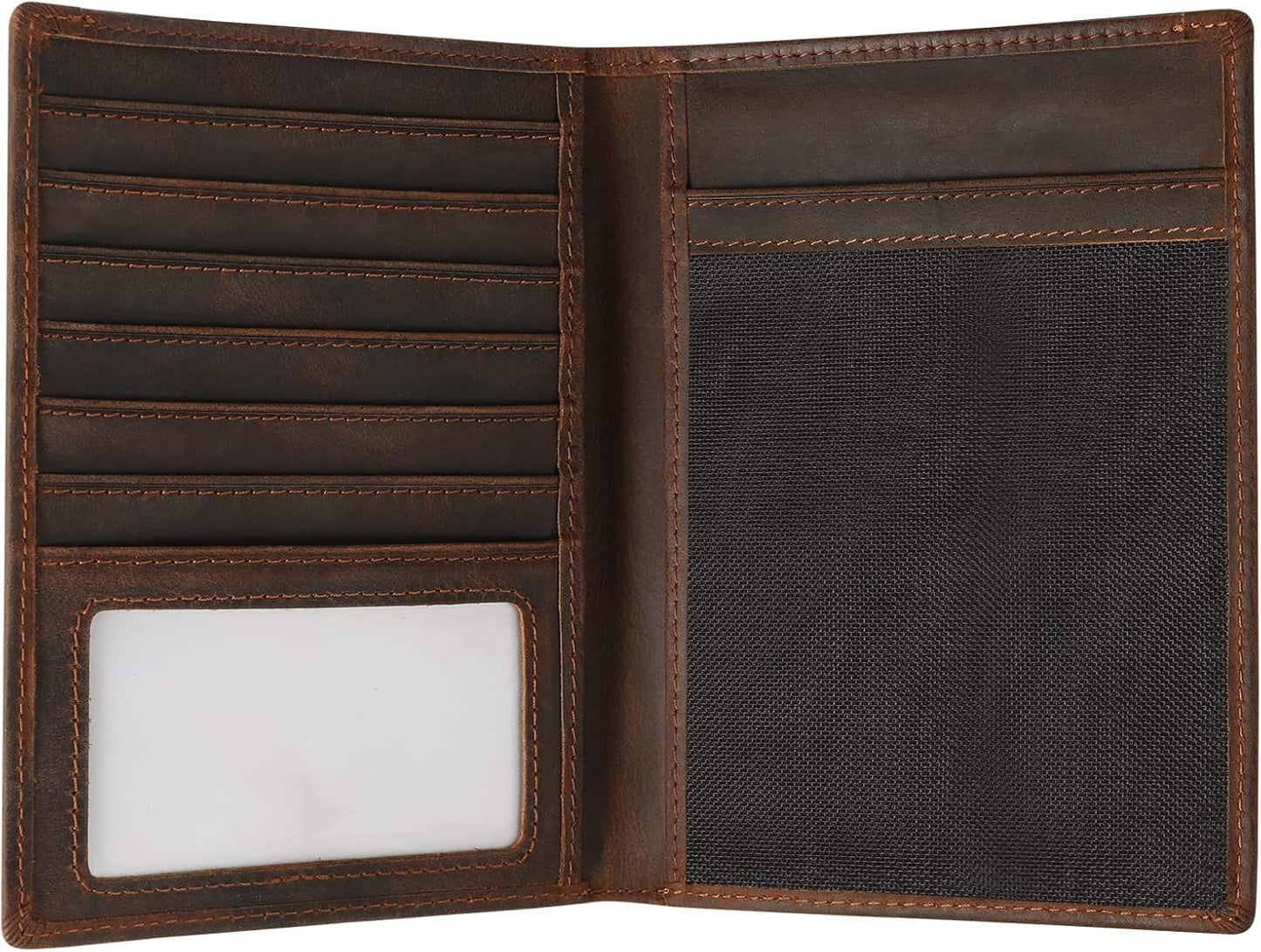 Genuine Leather Passport Holder, RFID Blocking Travel Wallet for Men & Women (Red Brown)