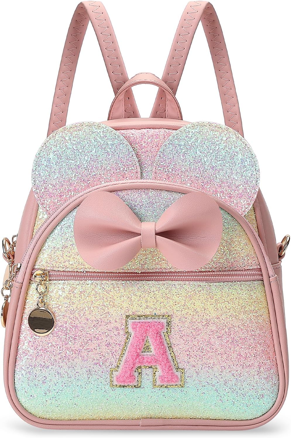 Christmas Birthday Gift for 2 3 4 5 6 7 8 9 10 Year old Girls Personalized Initial Mini Backpack Purse for Toddler Kids-Shine-A