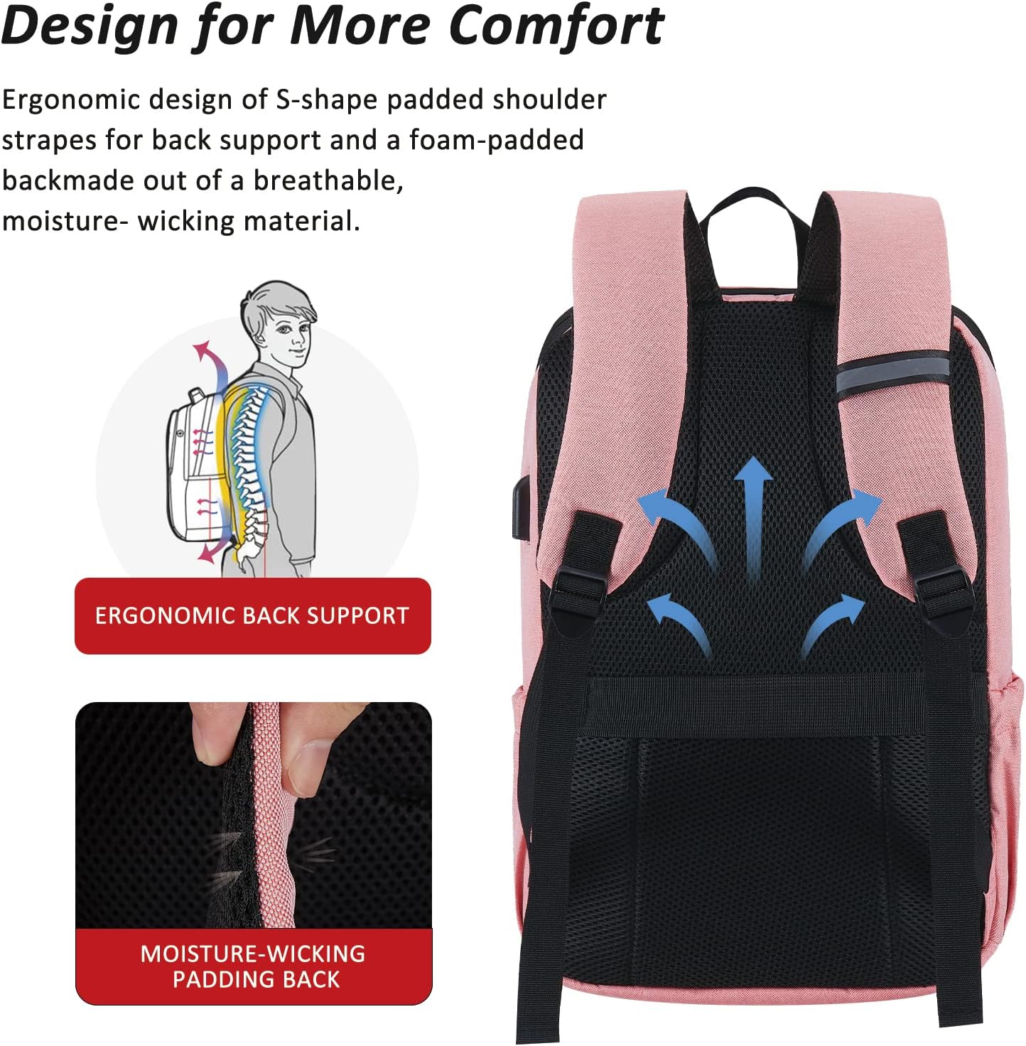 MAXTOP Deep Storage Laptop Backpack with USB Charging Port[Water Resistant] College School Computer Bookbag Fits 17 Inch Laptop