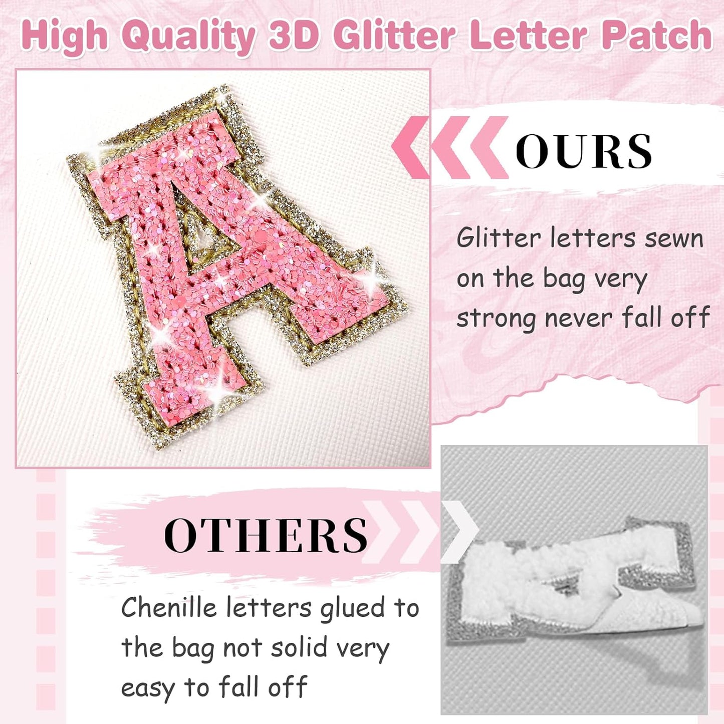 Small Initial Patch Makeup Bag Personalized Gifts Make Up Bag,White Cute PU Leather Glitter Letter Cosmetic Bag with Zipper,Trendy Portable Travel Toiletry Pouch,Preppy Stuff for Teen Girls Women Z