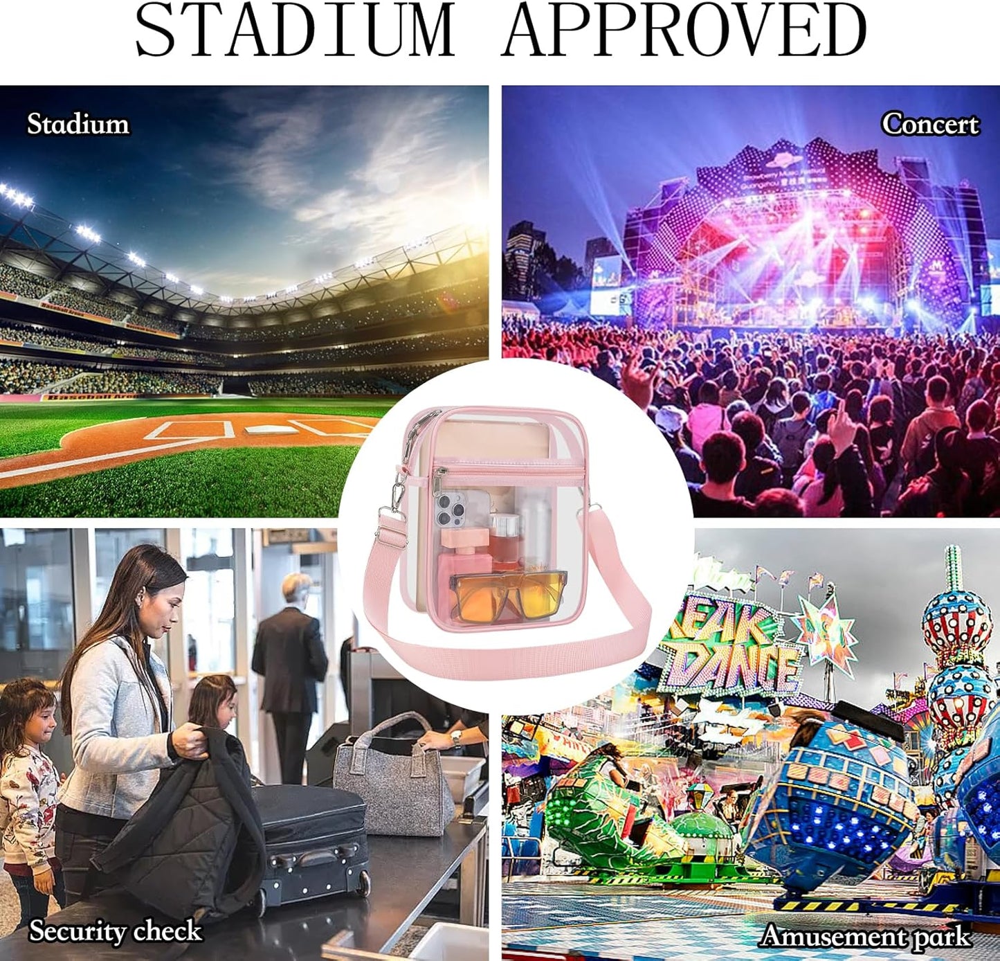 USPECLARE Clear Purse Stadium Transparent Messenger Bag Stadium Approved for Men and Women Clear CrossBody Bag