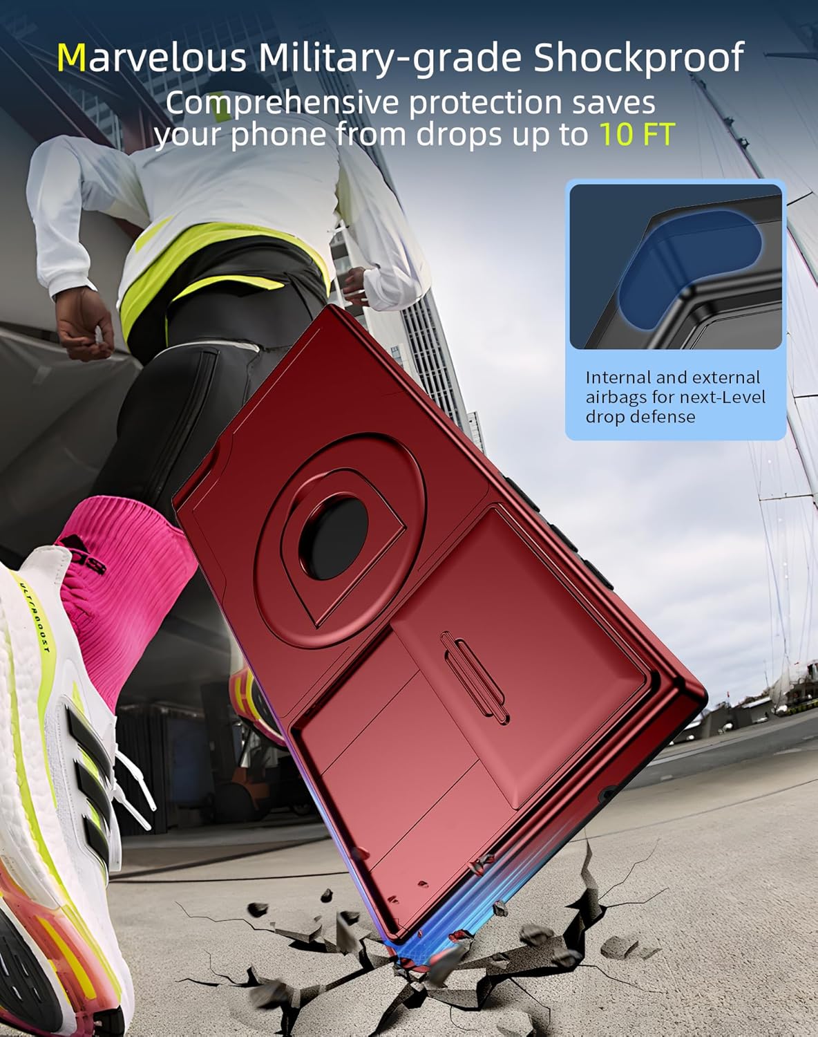 for Samsung Galaxy S23 Ultra Case Magnetic Compatible with MagSafe Wireless Charging,with1 Screen Protector,with Stand Ring+Camera Cover Anti-Scratch Shockproof Heavy Duty Protection Red