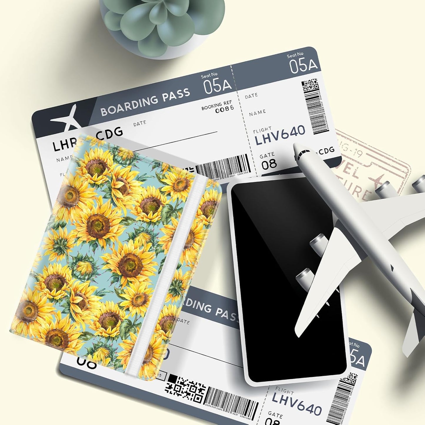 Passport Holder for Travel, Cute Passport Cover for Women Men, Waterproof PU Leather Rfid Blocking Passport Wallet with Credit Card Case for Travel Family, Boys Girls Travel Essentials