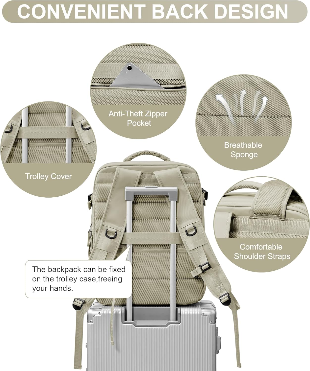 WONHOX Large Travel Backpack Carry on Flight Approved Laptop Work Business Backpack for Women Men Mochila de Viaje