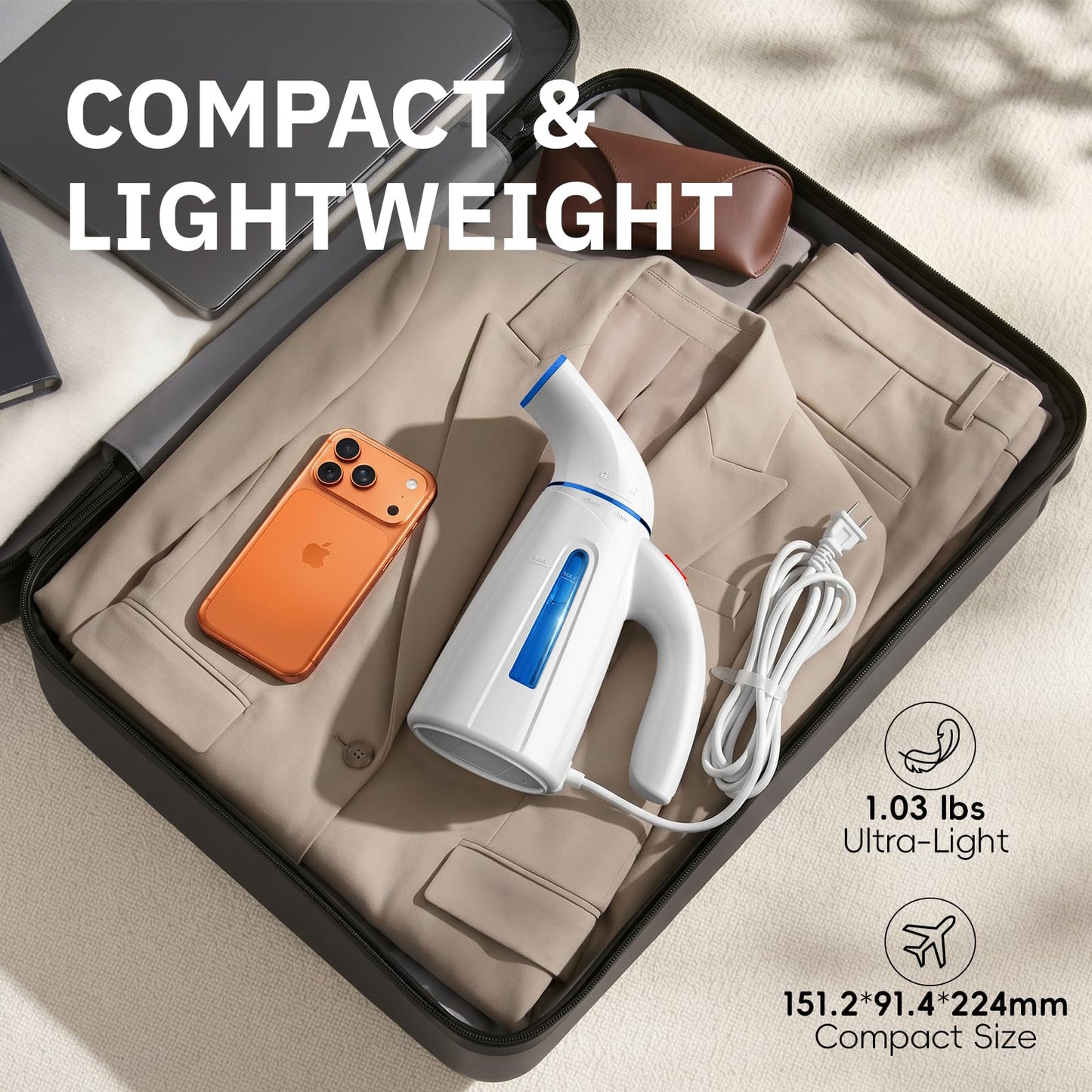 OGHom Steamer for Clothes, Handheld Clothing Steamer for Garment, 240ml Big Capacity 700W Portable