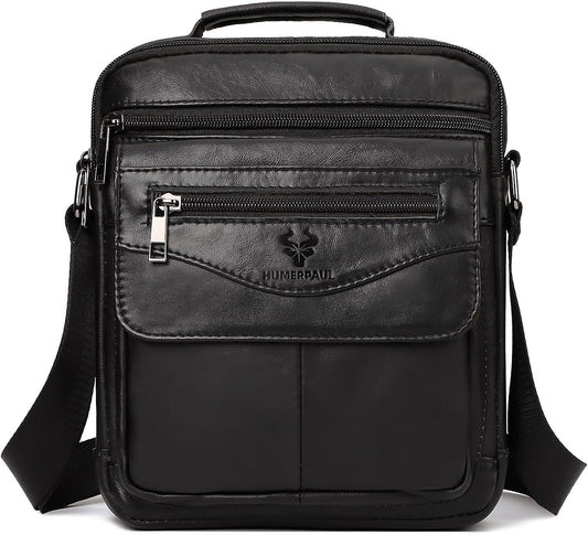 Small Messenger Bag for Men Sling Crossbody Shoulder Bag Genuine Leather Handbag Man Purse for Work Business