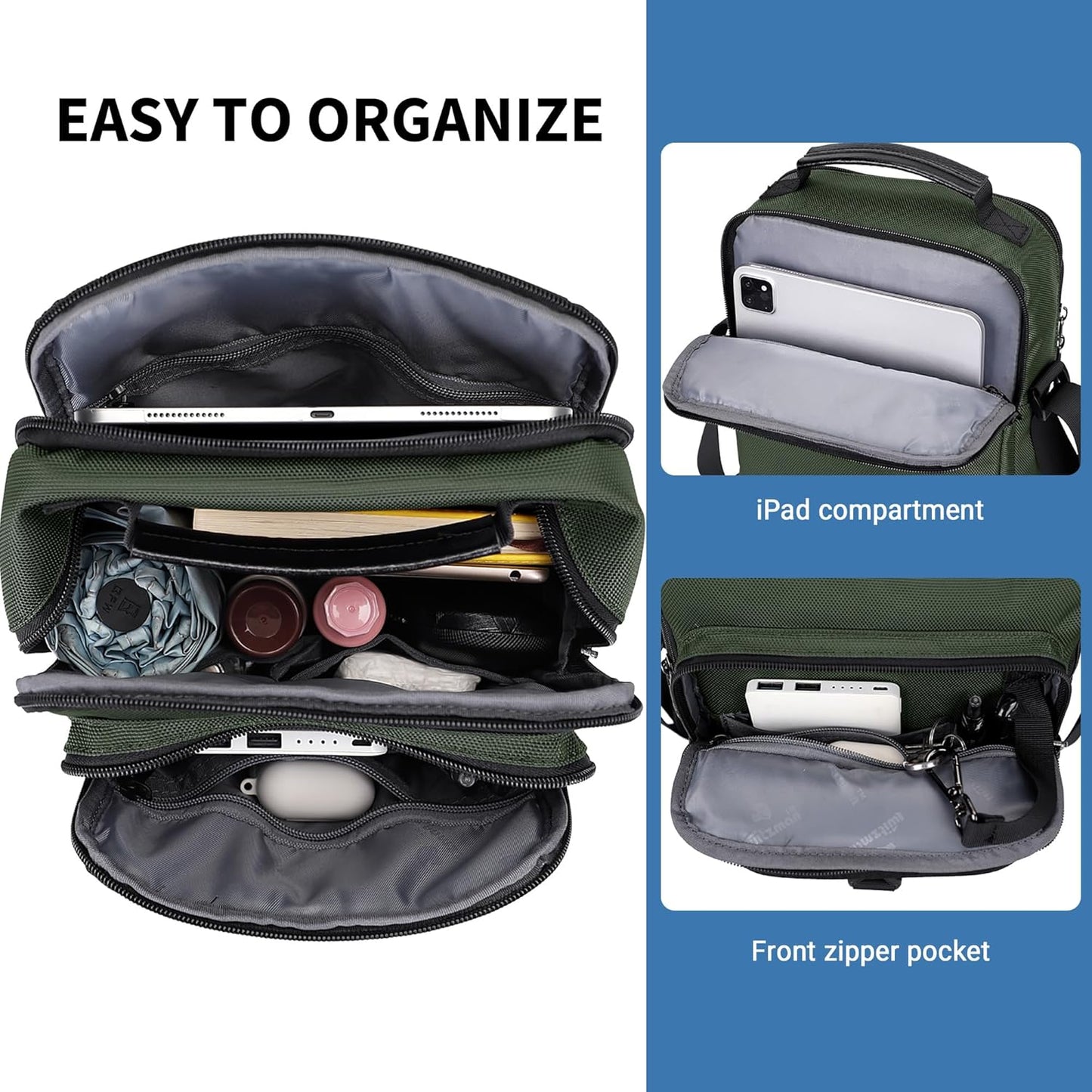 WITZMAN Crossbody Bags for Men Travel Shoulder Bag Lightweight Man Purse Small Casual Messenger Bag for Work Traveling