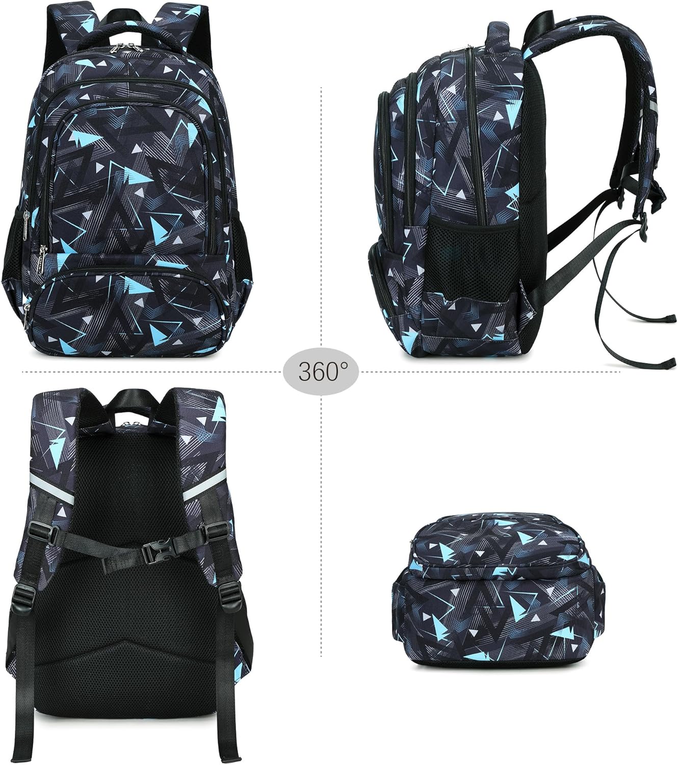 abshoo Lightweight Kids Backpack For School Boys Bookbag Kindergarten Elementary School Bags (Geometry Black-B)
