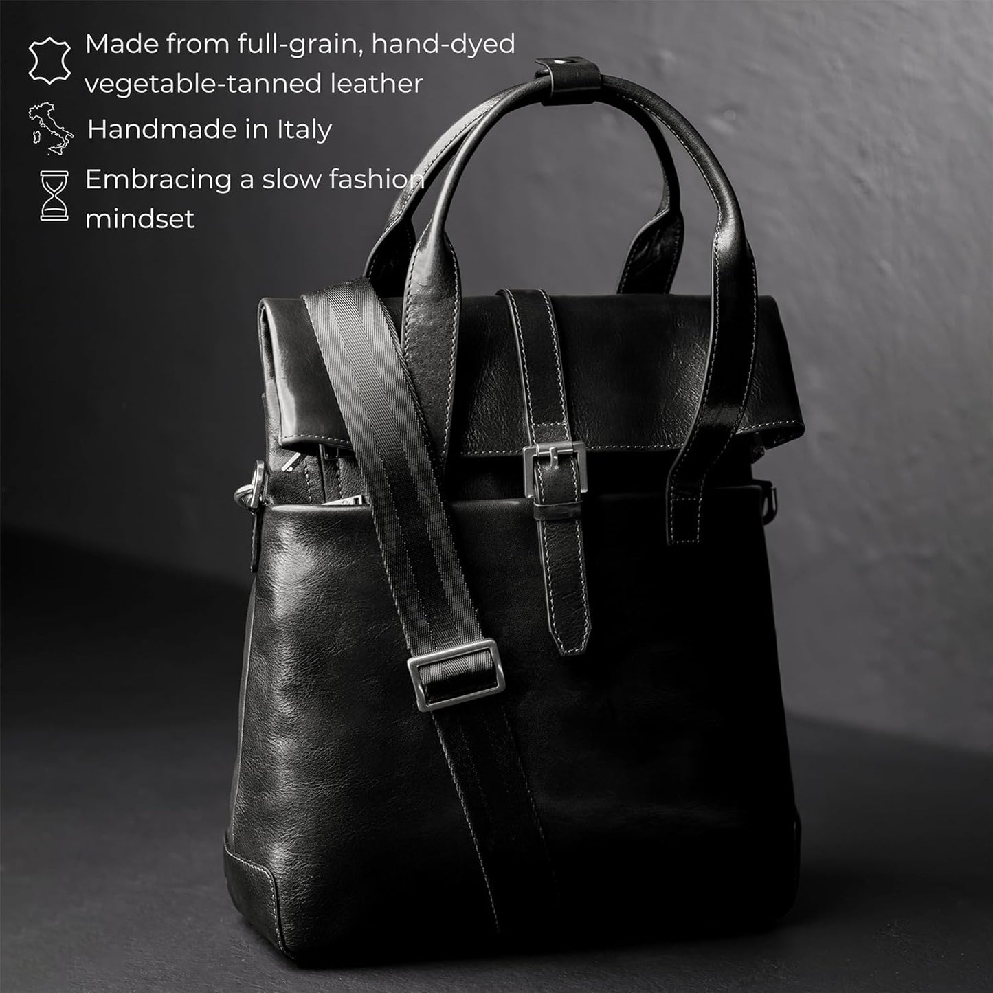 Time Resistance Leather Backpack - Business and Casual Backpack - Real Leather Backpack Made in Italy