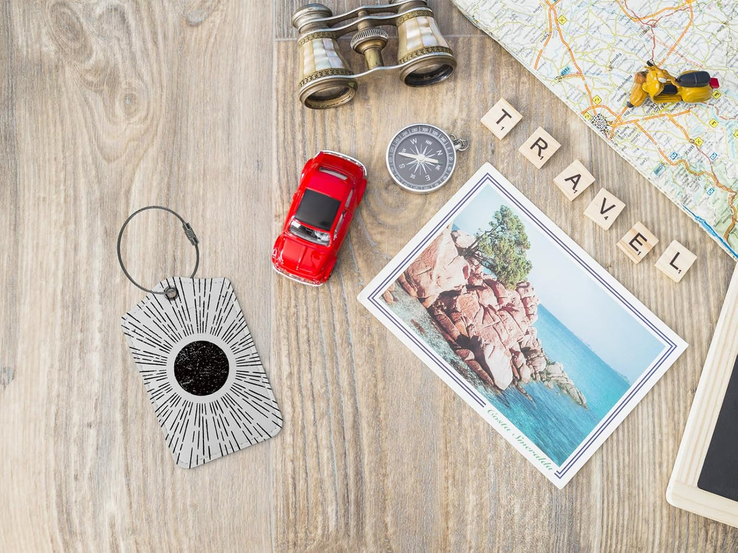 Boho Sun Luggage Tags for Suitcases,Black and White 2 Pack Travel Suitcase Tags,Traveling Accessories,Baggage Tag Label with Steel Loop,Boho Lover Gifts